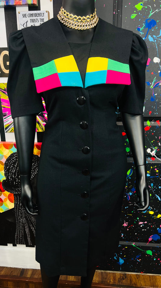 Vintage Color Block Dress (16)