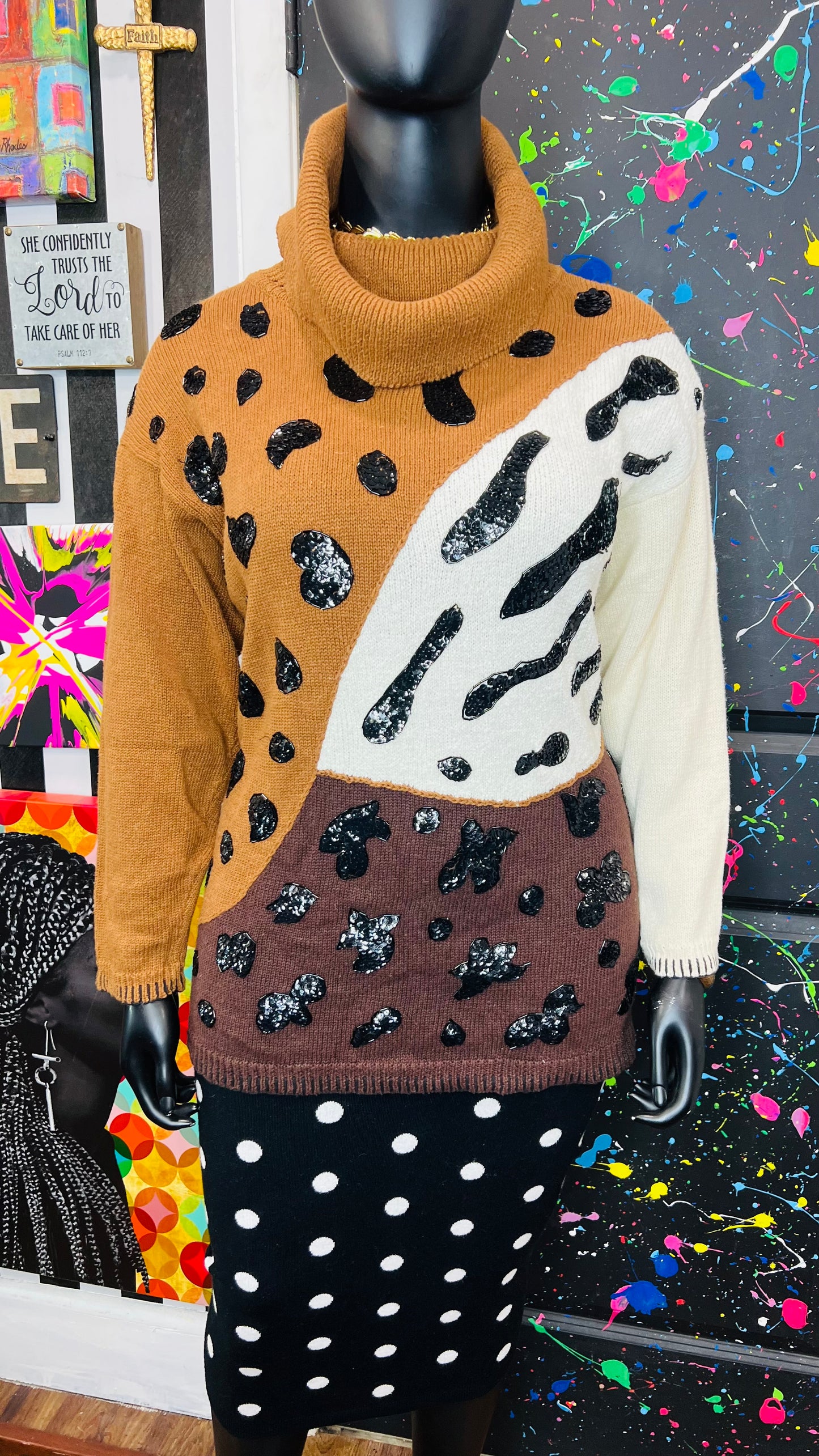 Vintage Sequin Animal Print Sweater (20)