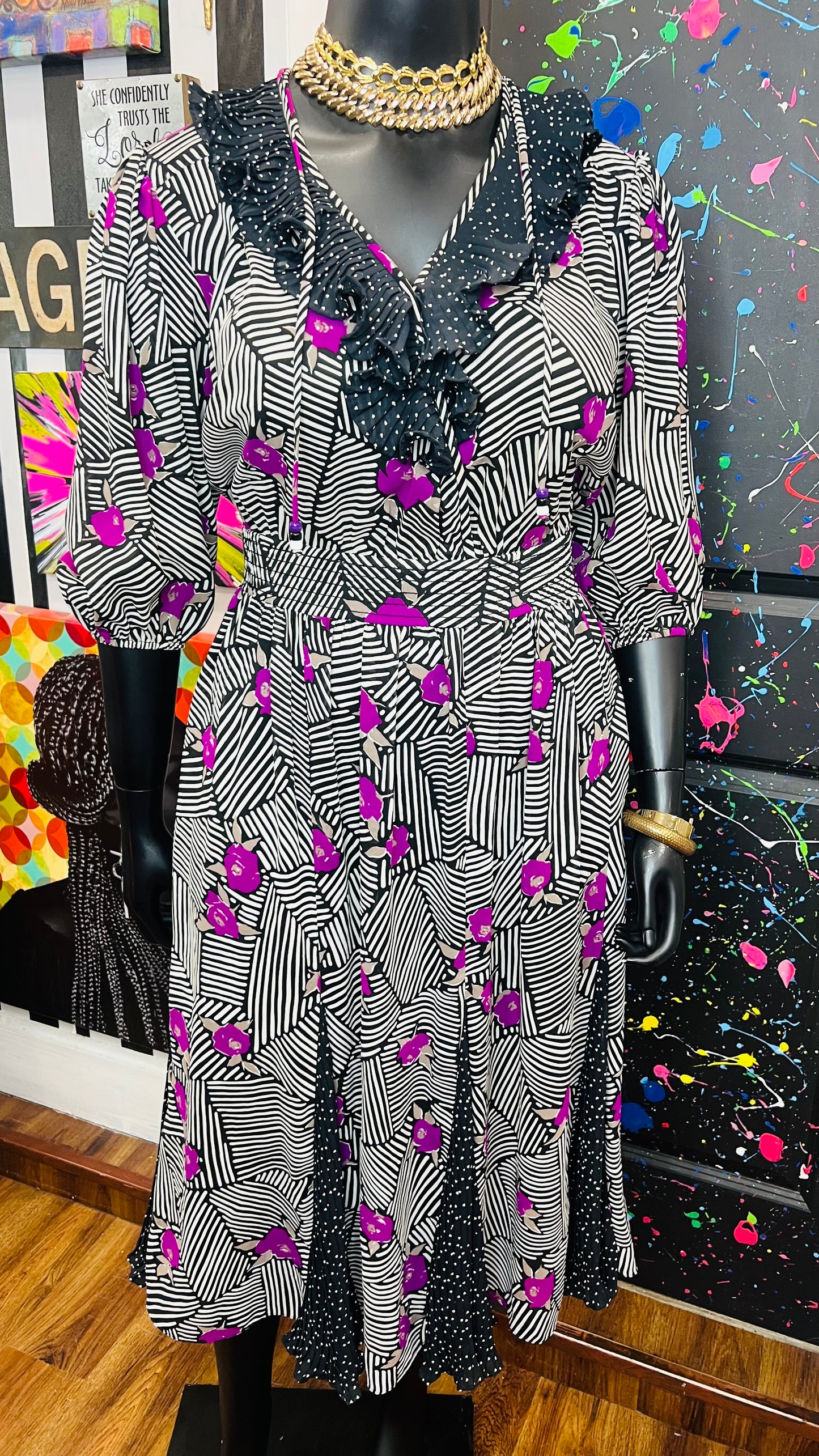 Vintage Mix Print Dress (16)