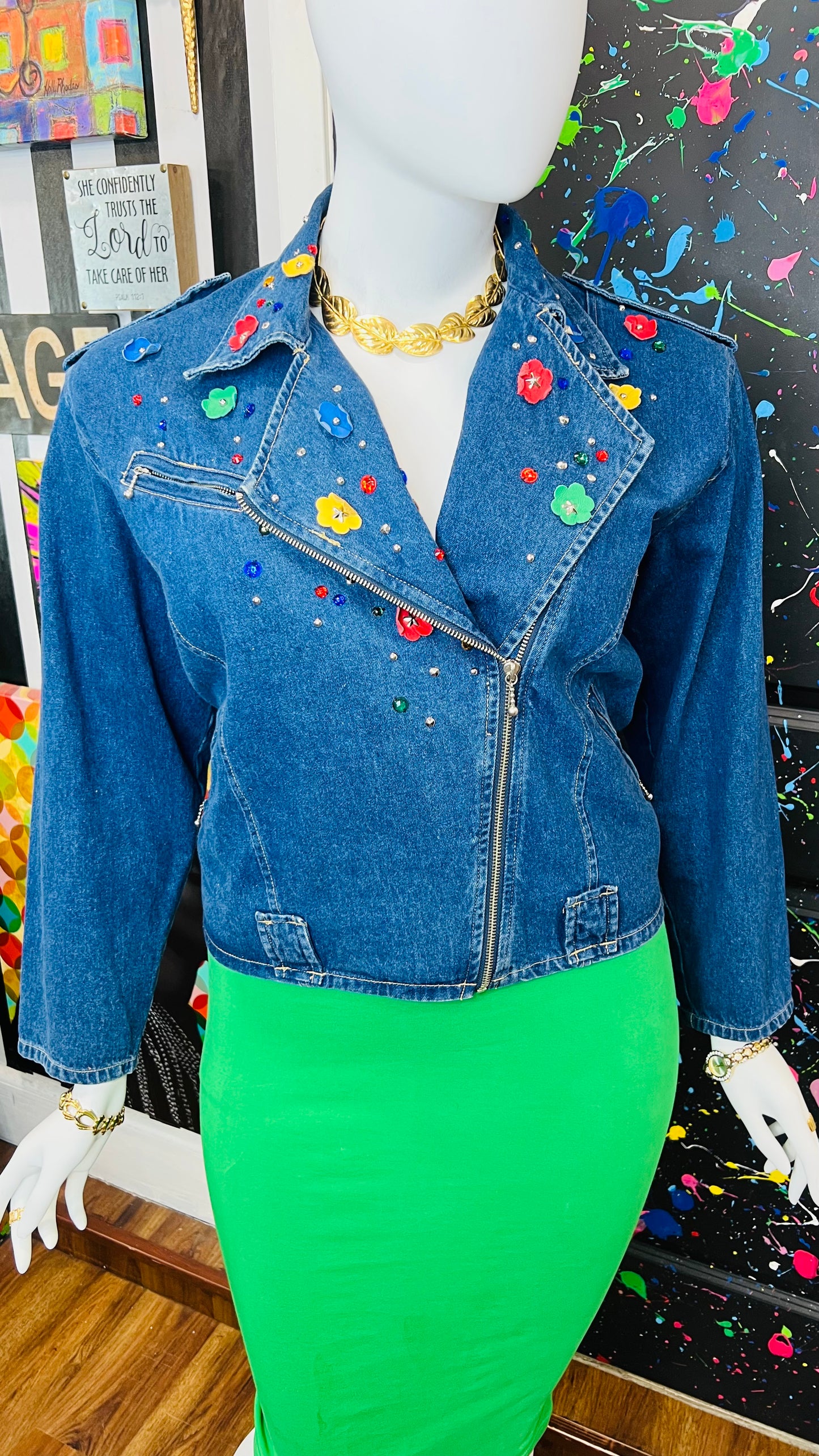 Vintage Carole Little Denim Cropped Jacket (16)