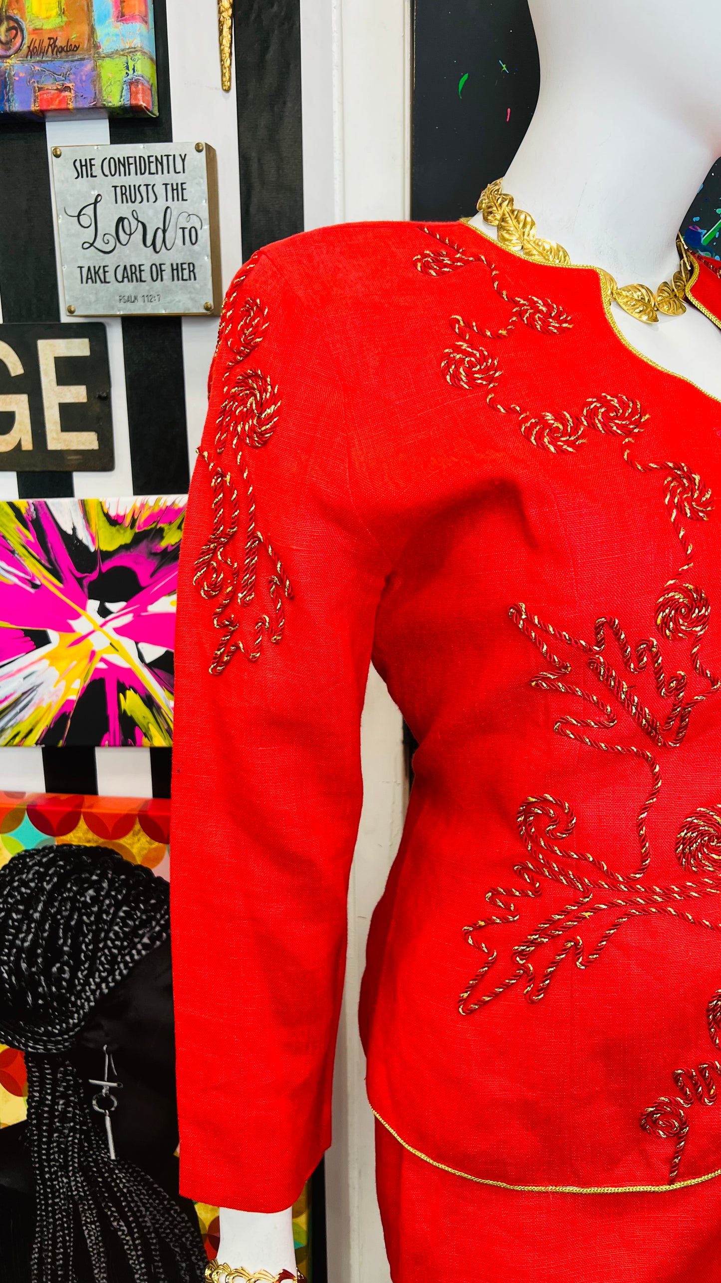 Vintage Gold & Red Skirt Suit (18)