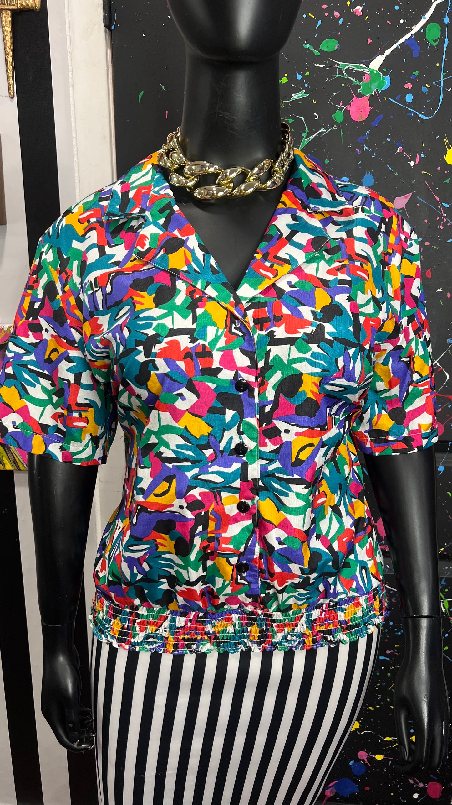 Vintage 80s Abstract Vintage Blouse (22W)