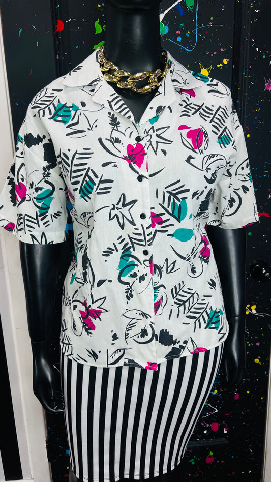 Vintage 1980’s Cotton Abstract Blouse (22)