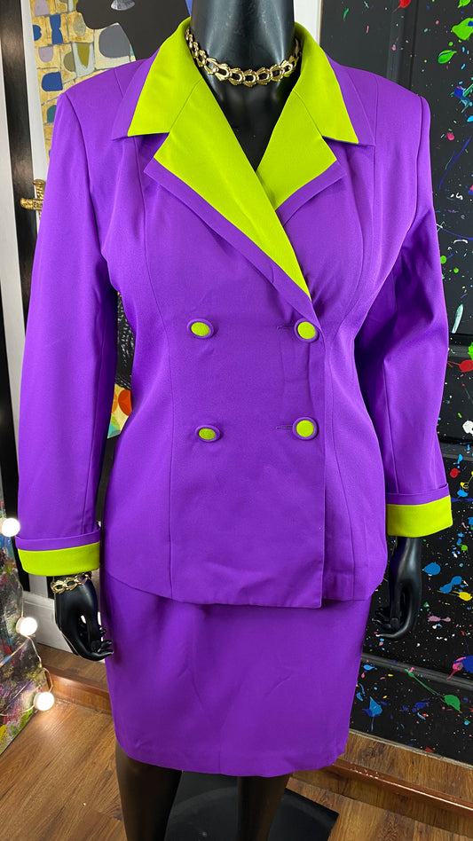 Purple & Lime Green 2 piece Skirt Set