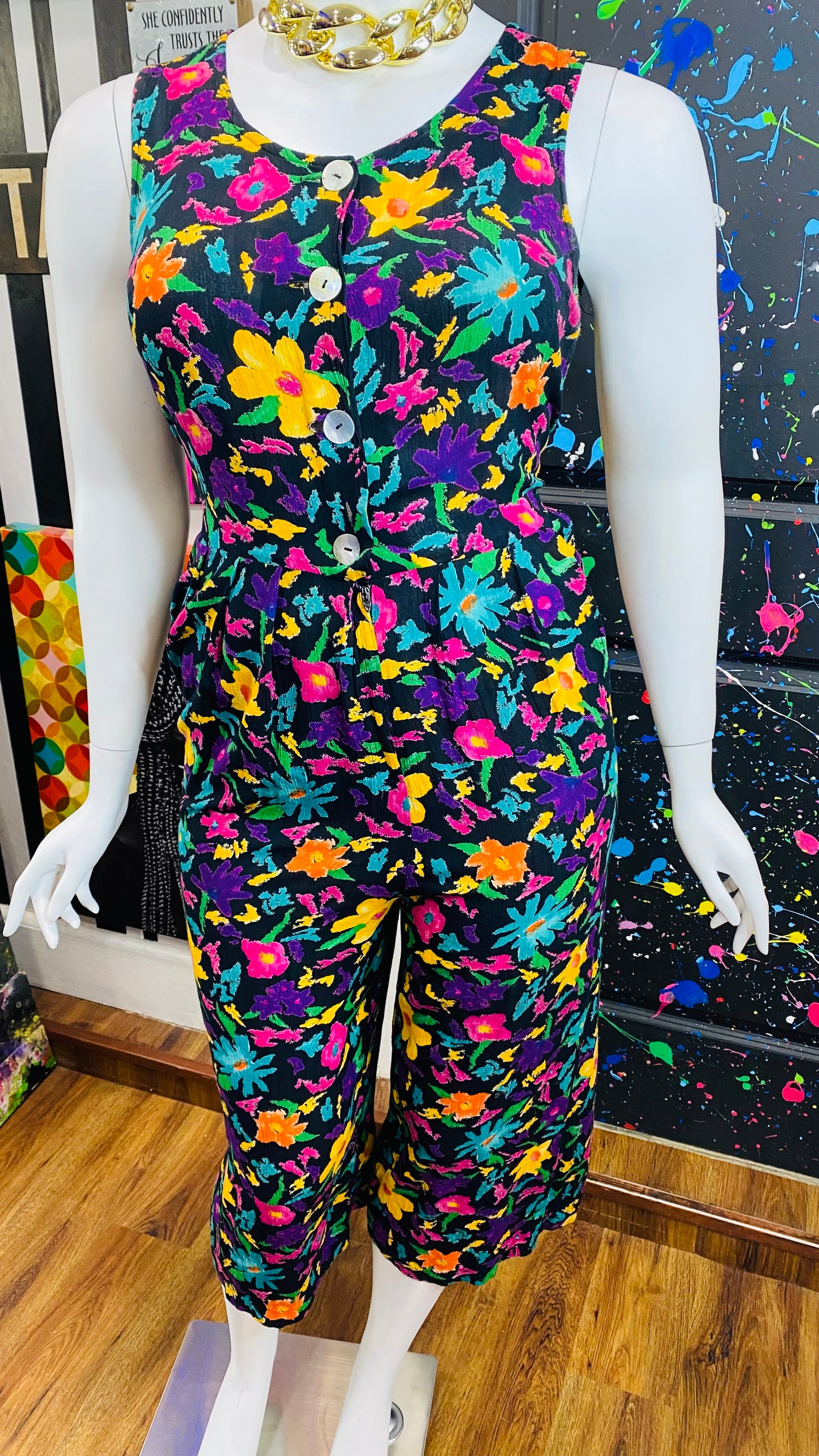 Vintage Floral Wide Leg Jumpsuit (12/14)