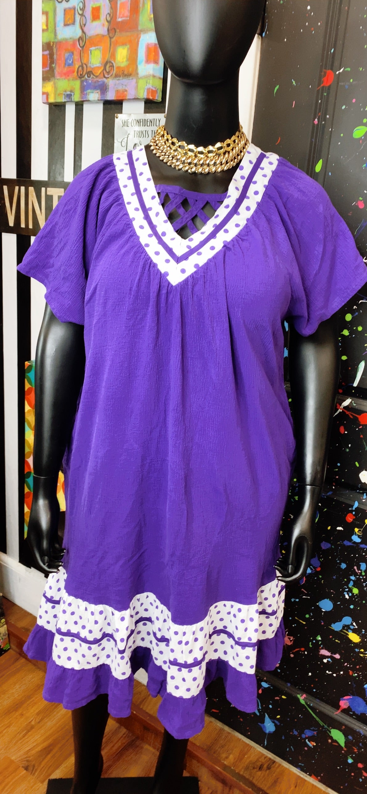 Vintage Purple & White Spring Dress (20)