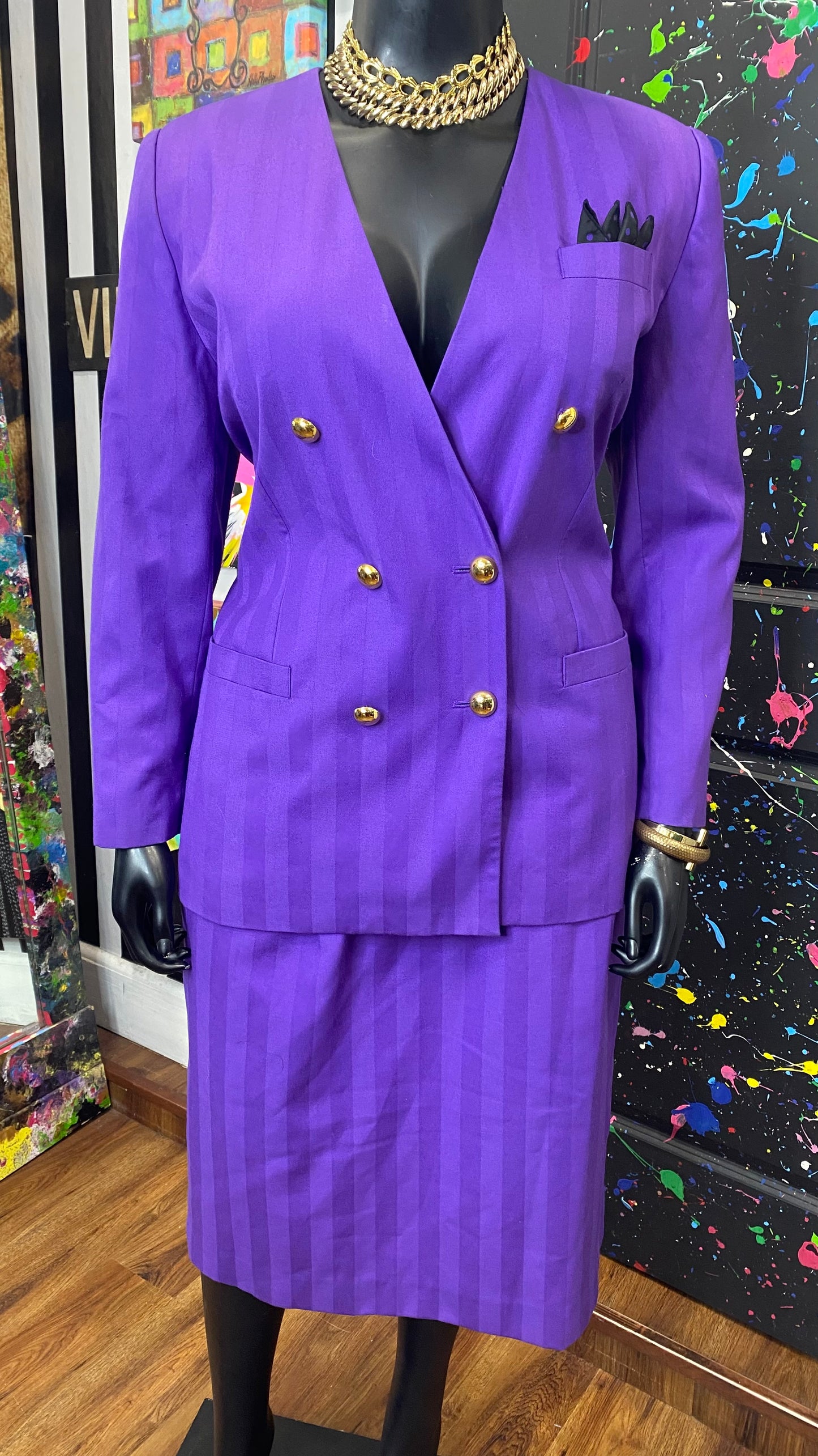 Vintage Purple Skirt Suit (16W)