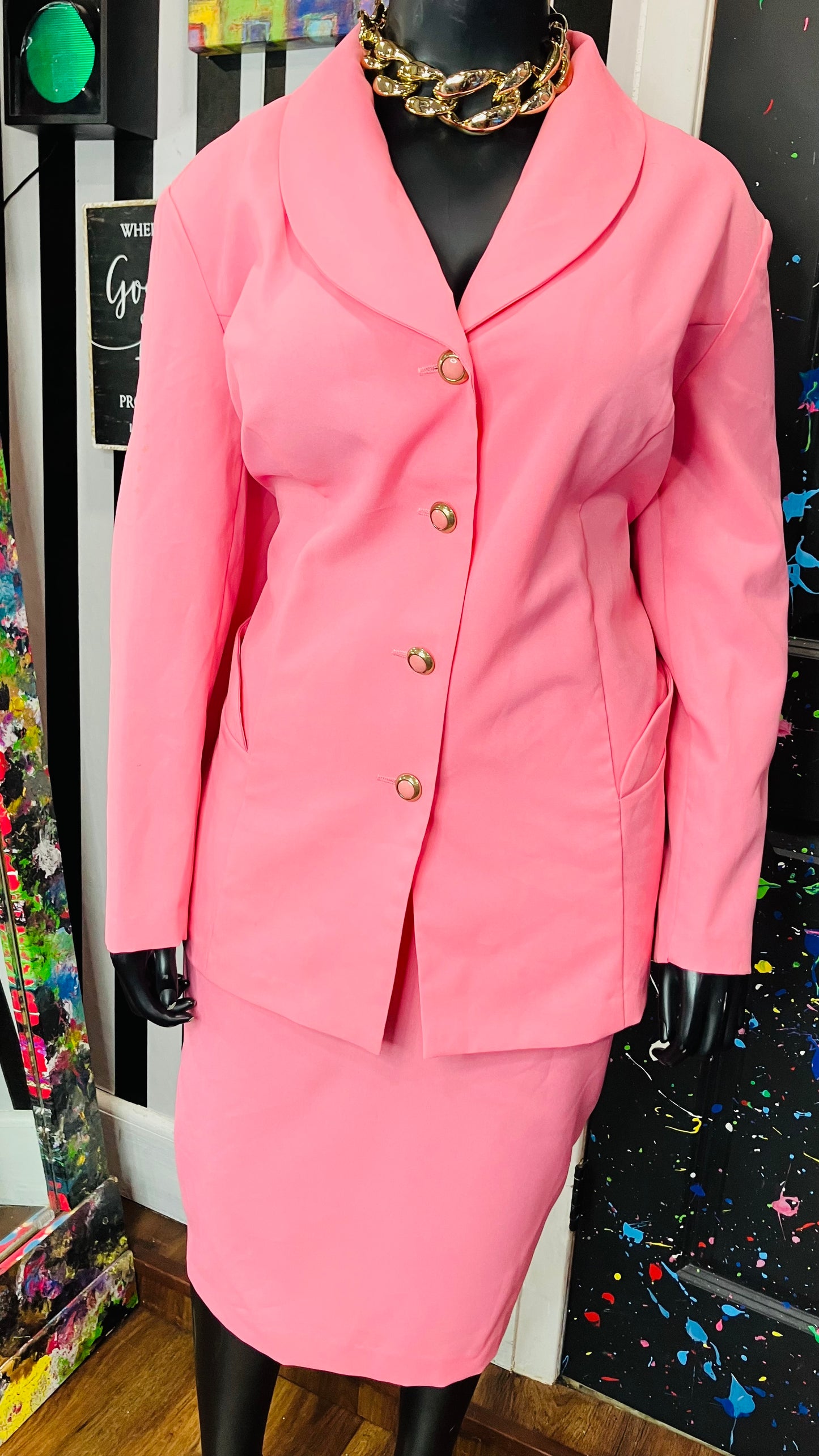 Vintage Pink Skirt Set (26W)