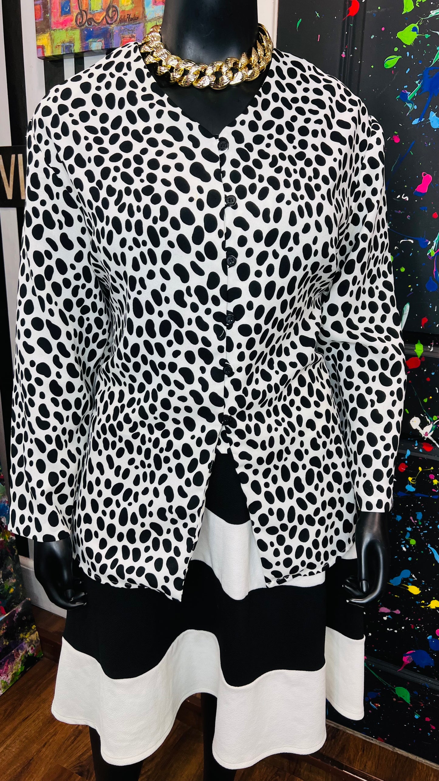 Black & White Animal Print Blouse (24)