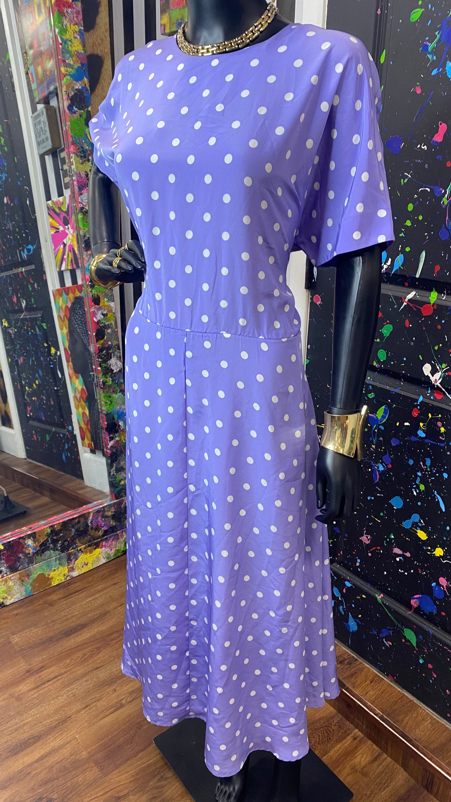 Vintage Purple & White Polka Dot Dress (14)