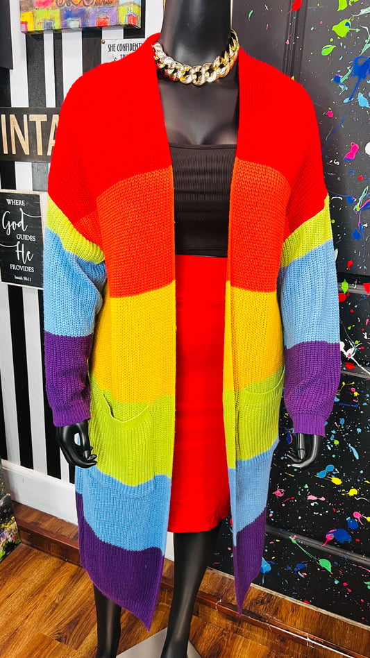 Rainbow Knitted Duster (OS)