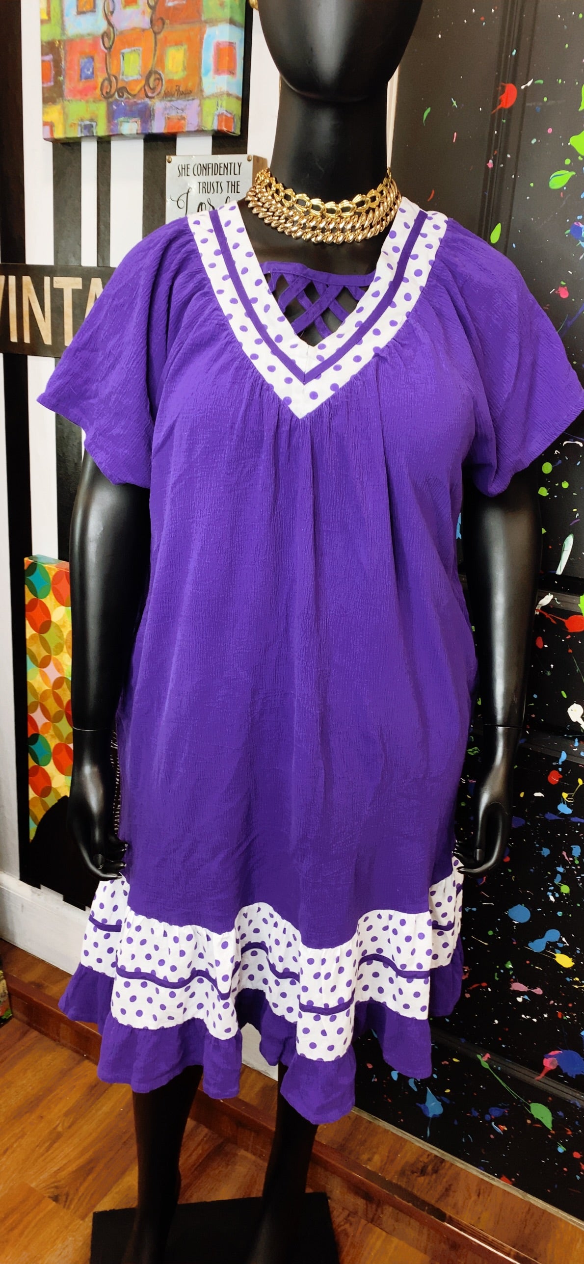 Vintage Purple & White Spring Dress (20)