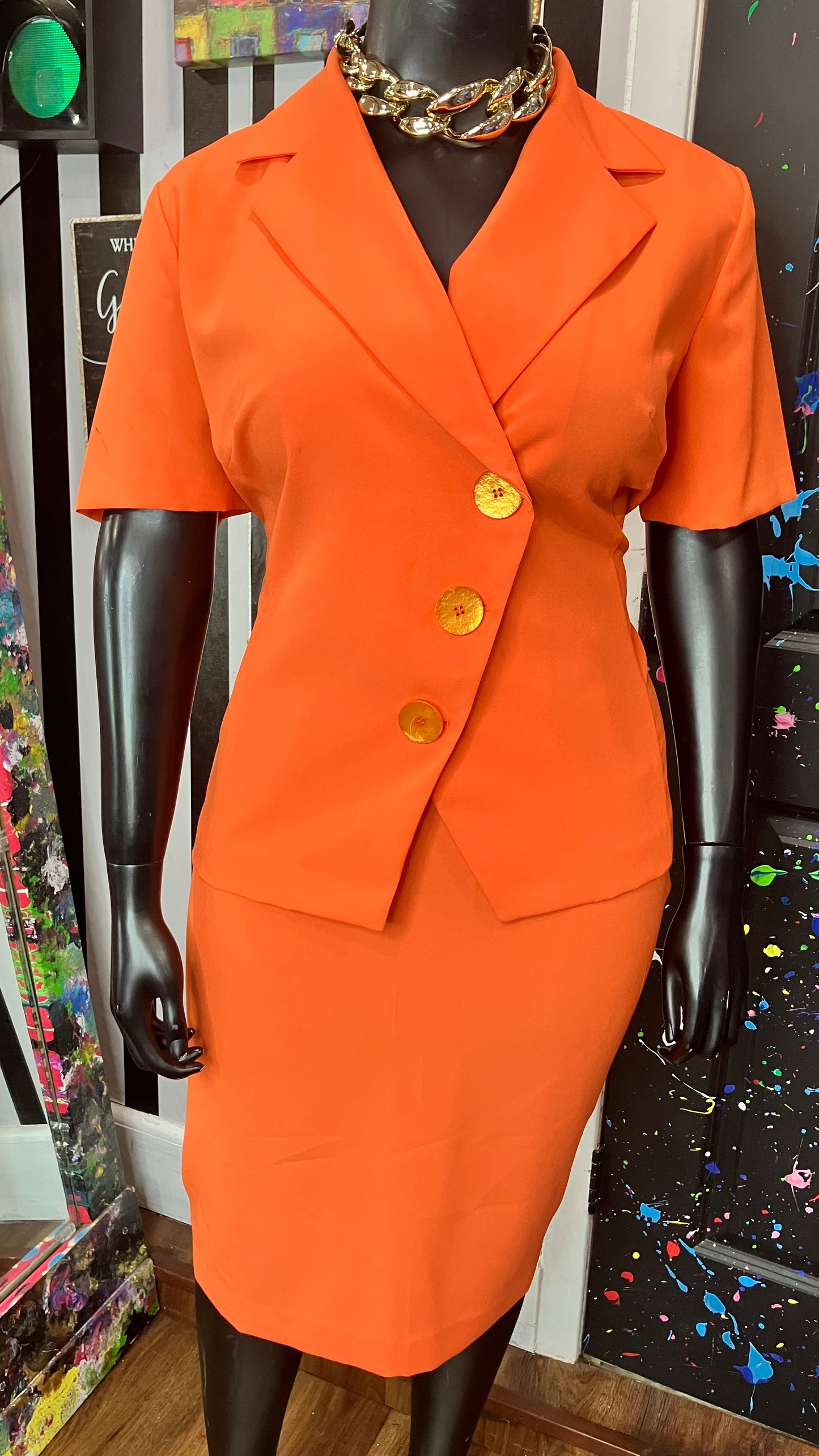 Vintage Orange Skirt Suit (18W)