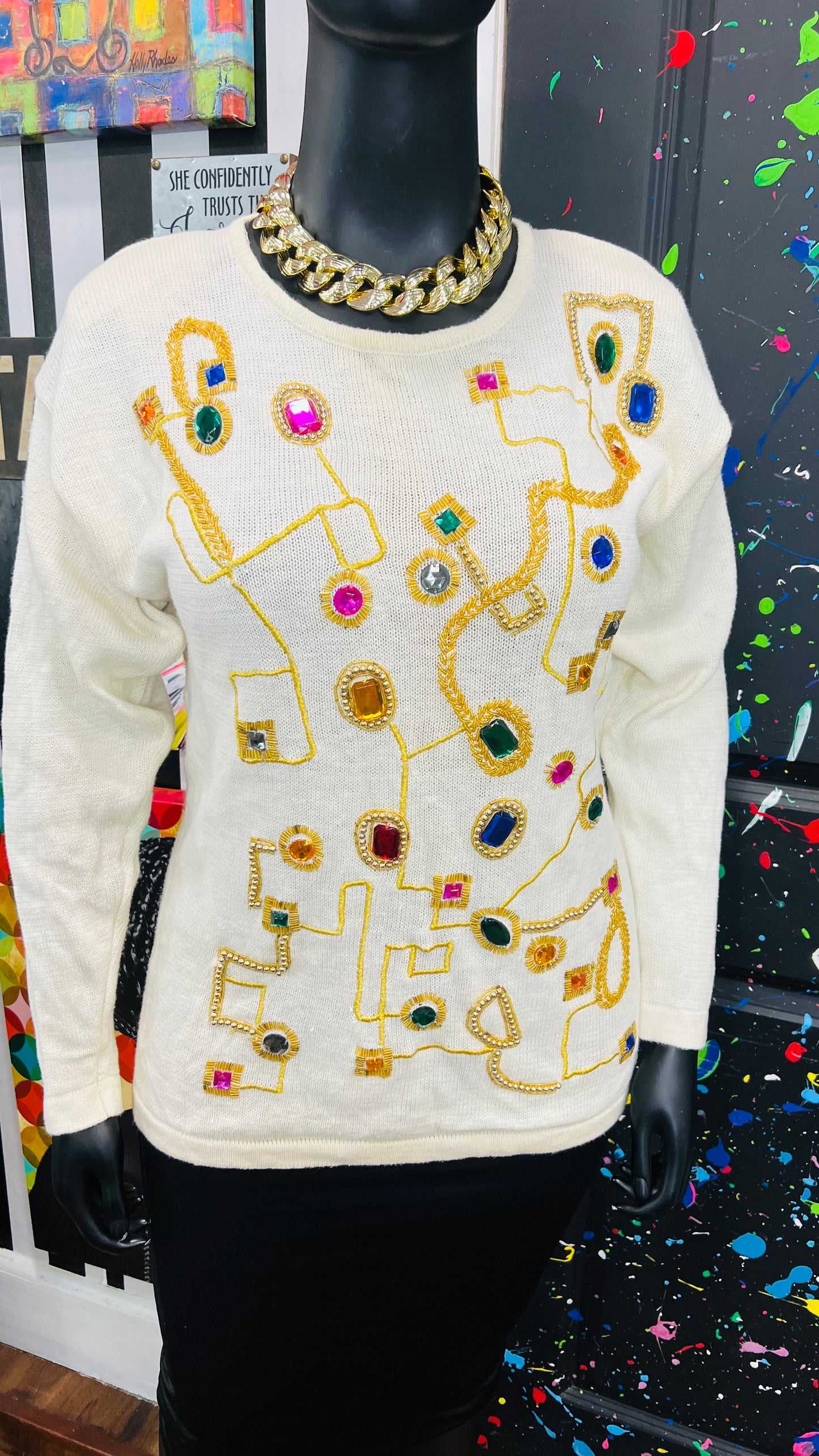 Vintage Jeweled Sweater (16/18)