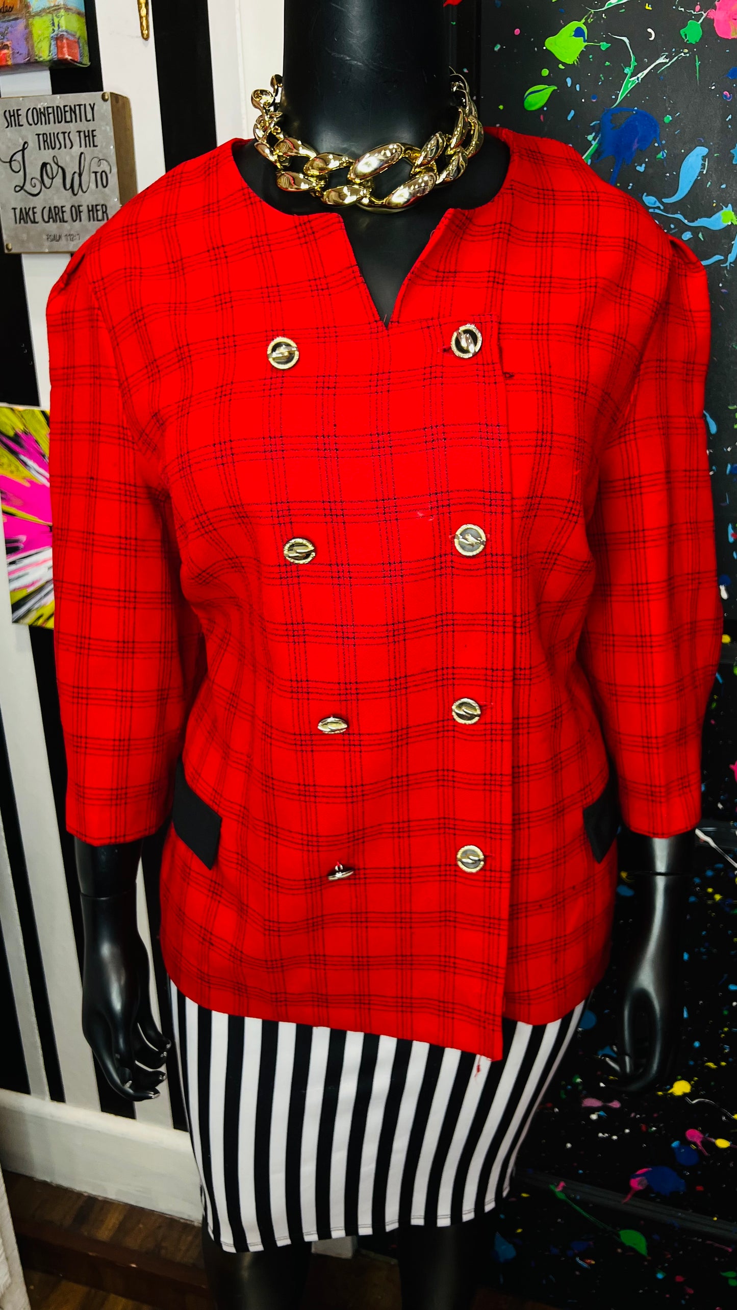 Vintage Red & Black Jenny Blazer (26WP)