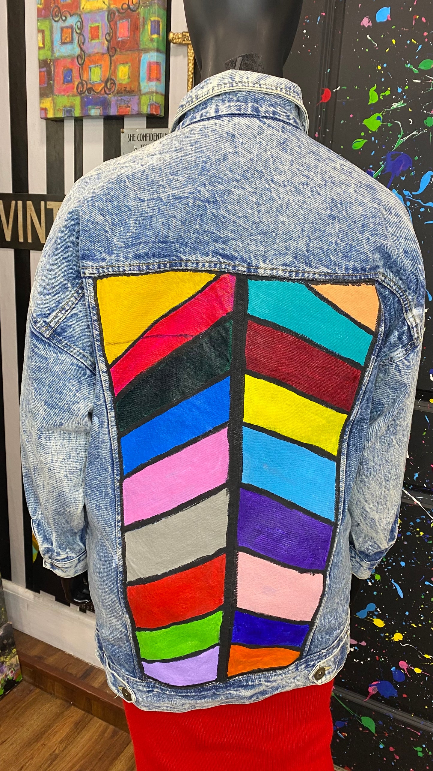 Vintage Acid Wash Hand Painted Denim Jacket (18/20)