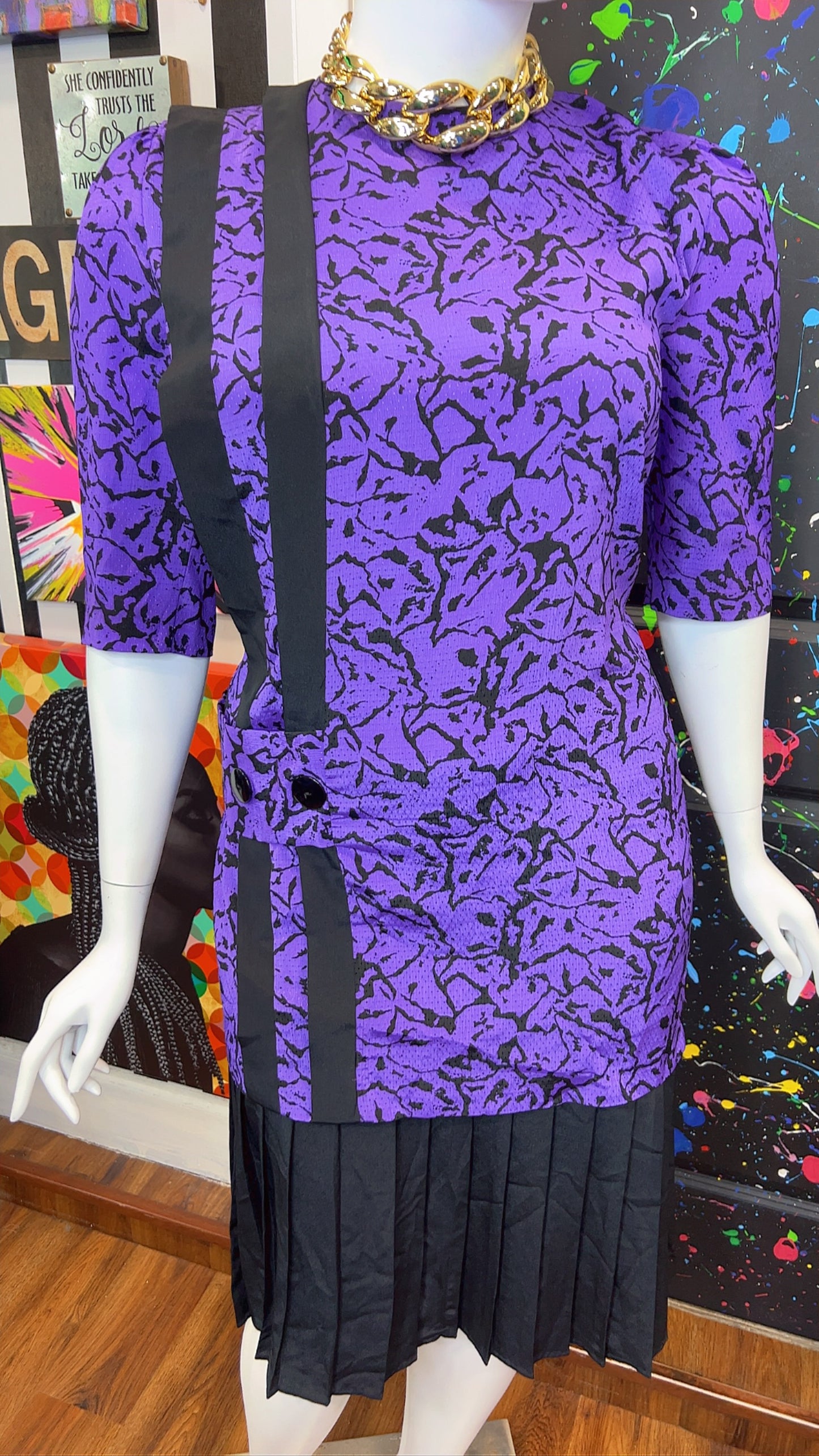 Vintage Purple & Black Dress (16)