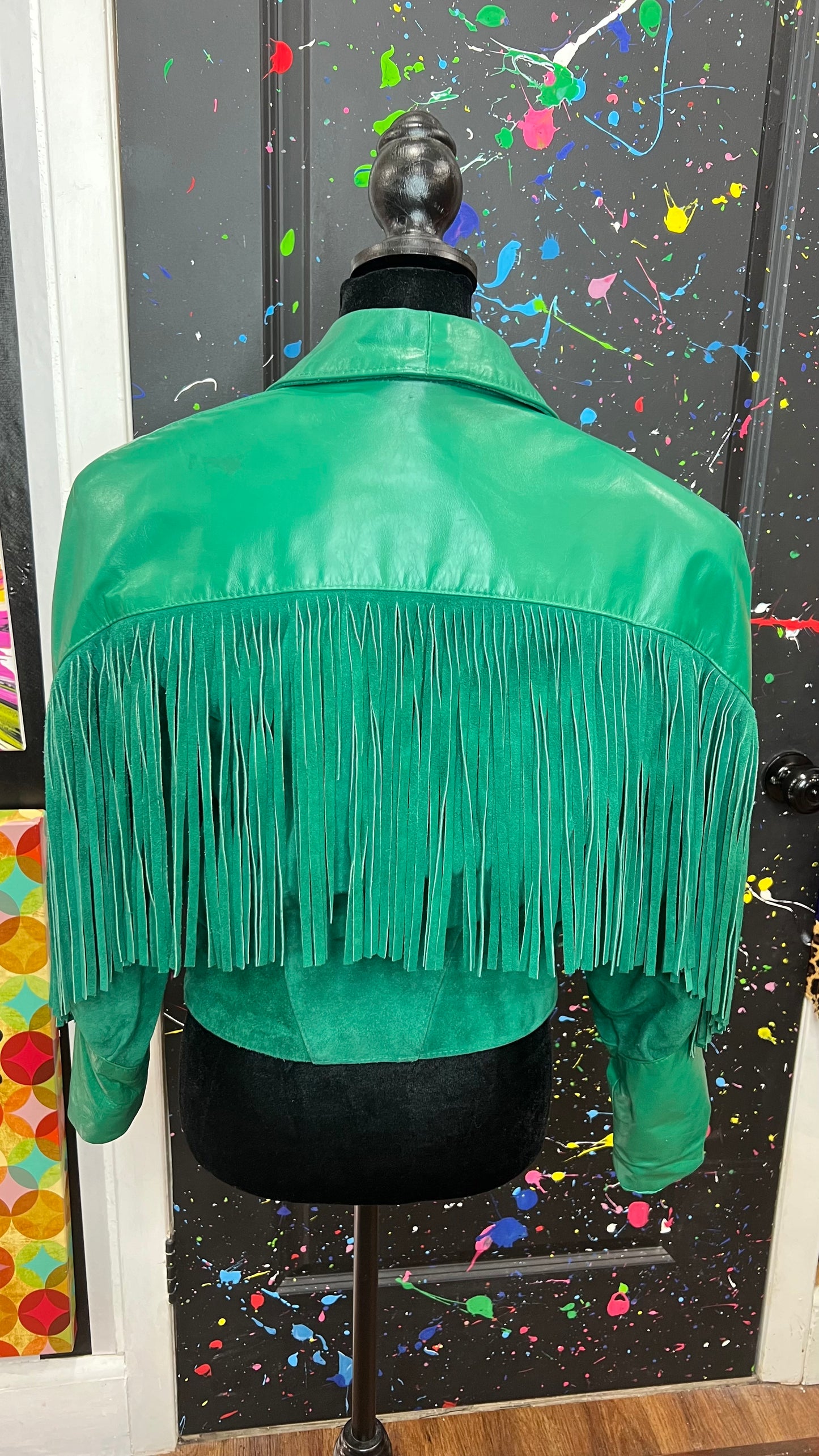 Vintage Genuine Leather & Suede Cropped Fringe Jacket (12/14)