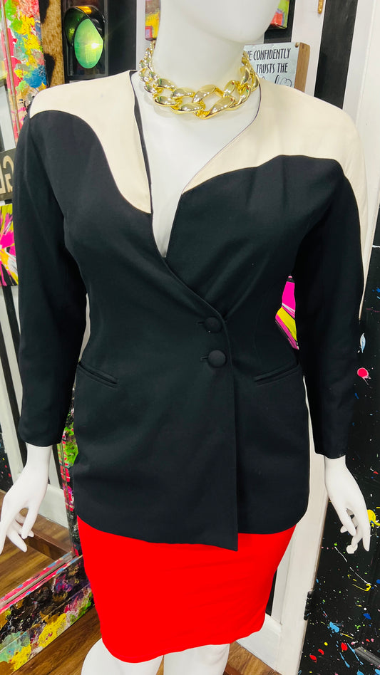 Vintage Colorblock Black & White Blazer (12)