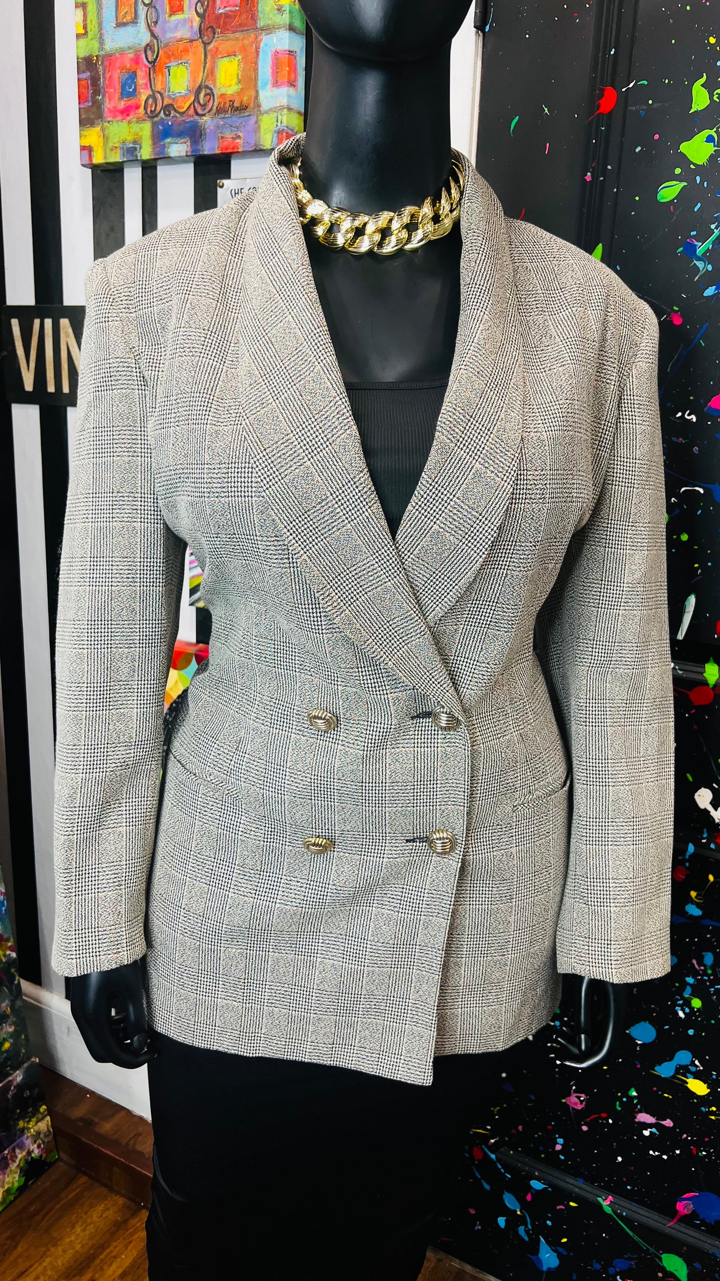 Vintage Plaid Blazer (16W)
