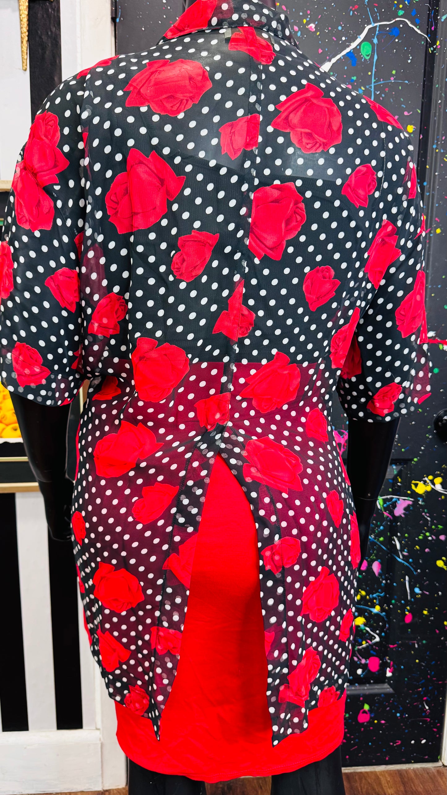 Vintage Floral & Polka Dot Sheer Blouse (22)