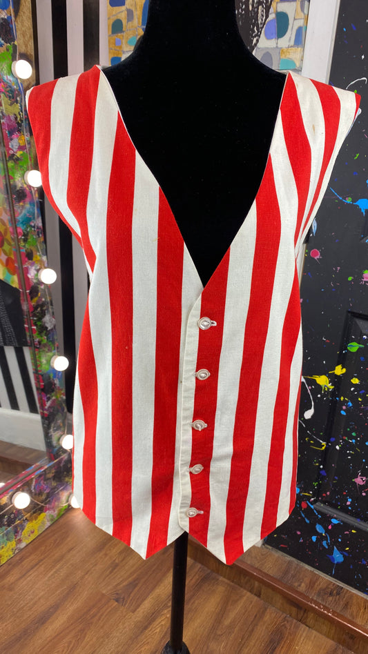 Vintage Red & White Striped Vest