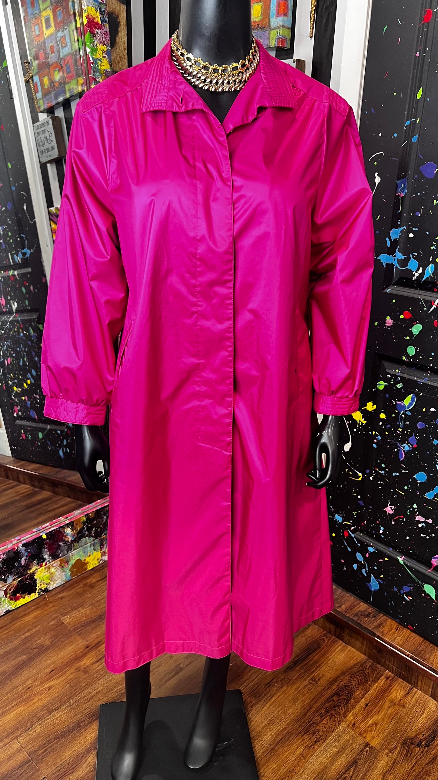 Vintage Fushia Pink Trench Coat (12/14)