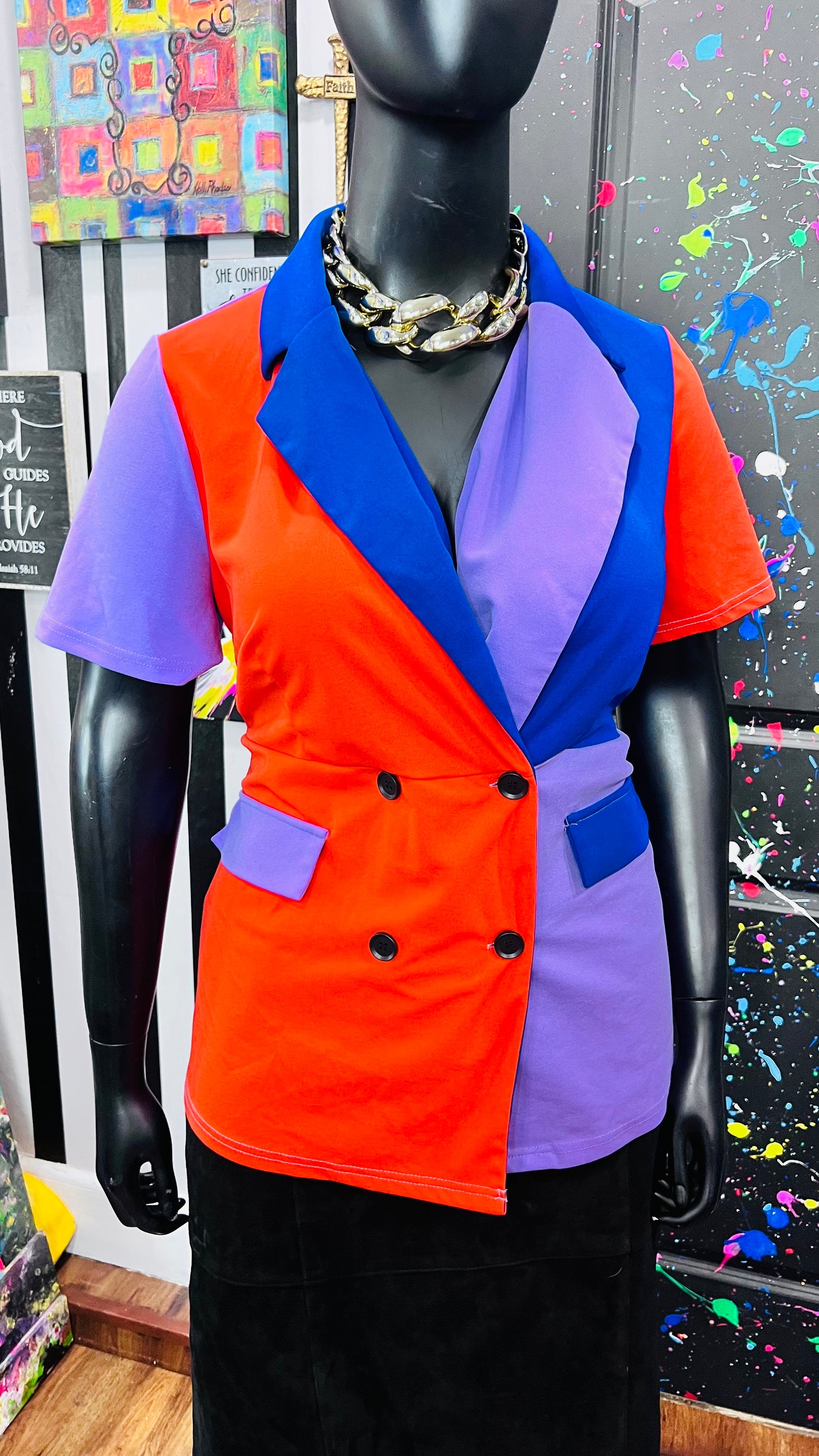 Color Block Blazer Blouse (18)