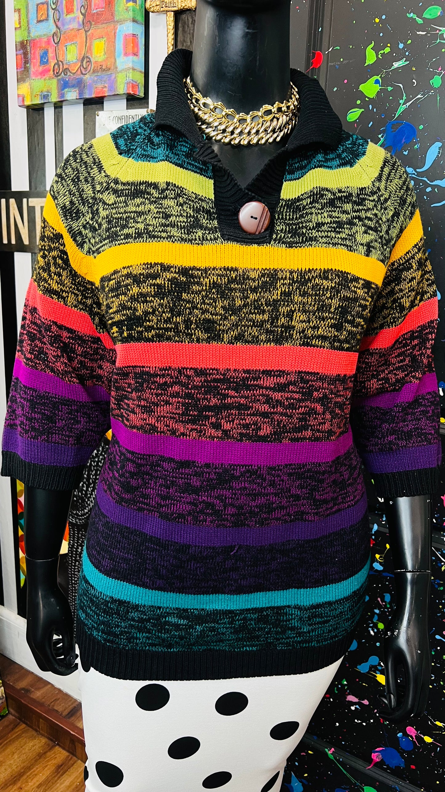 Vintage Rainbow Knit Sweater (OS)