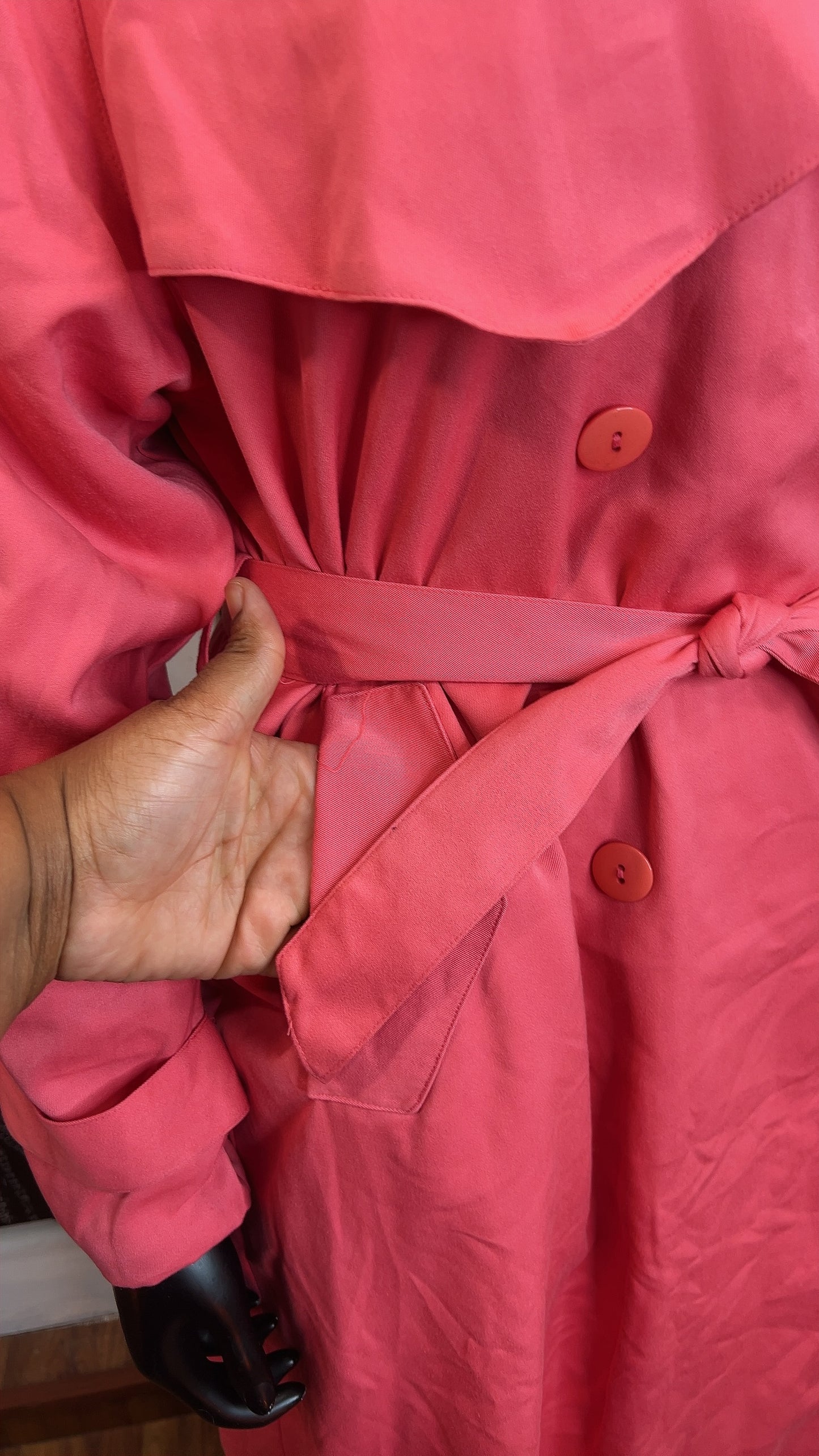 Vintage Deadstock Pink Trench Coat (14-18)