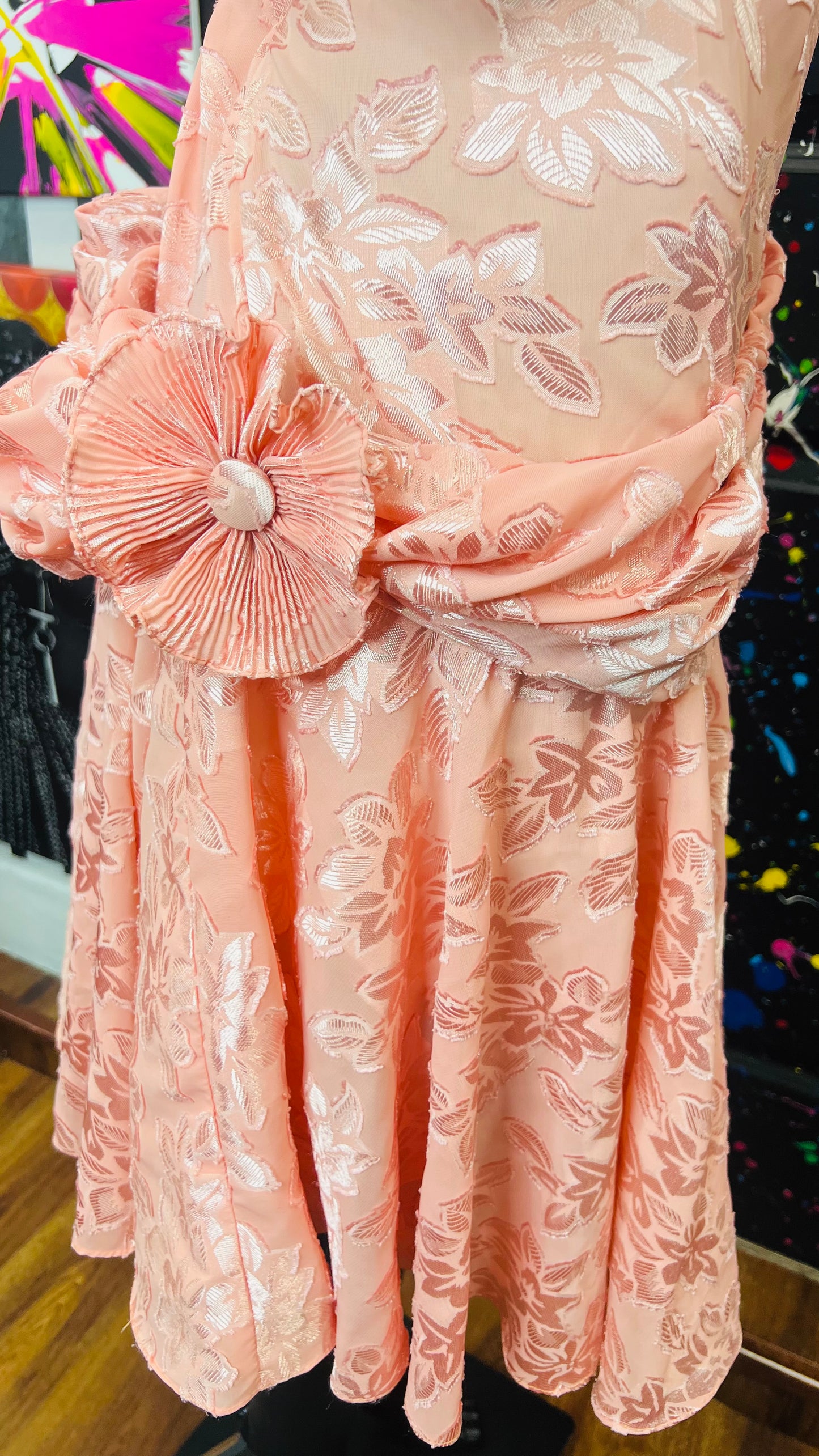 Vintage Floral Peach Dress (12)