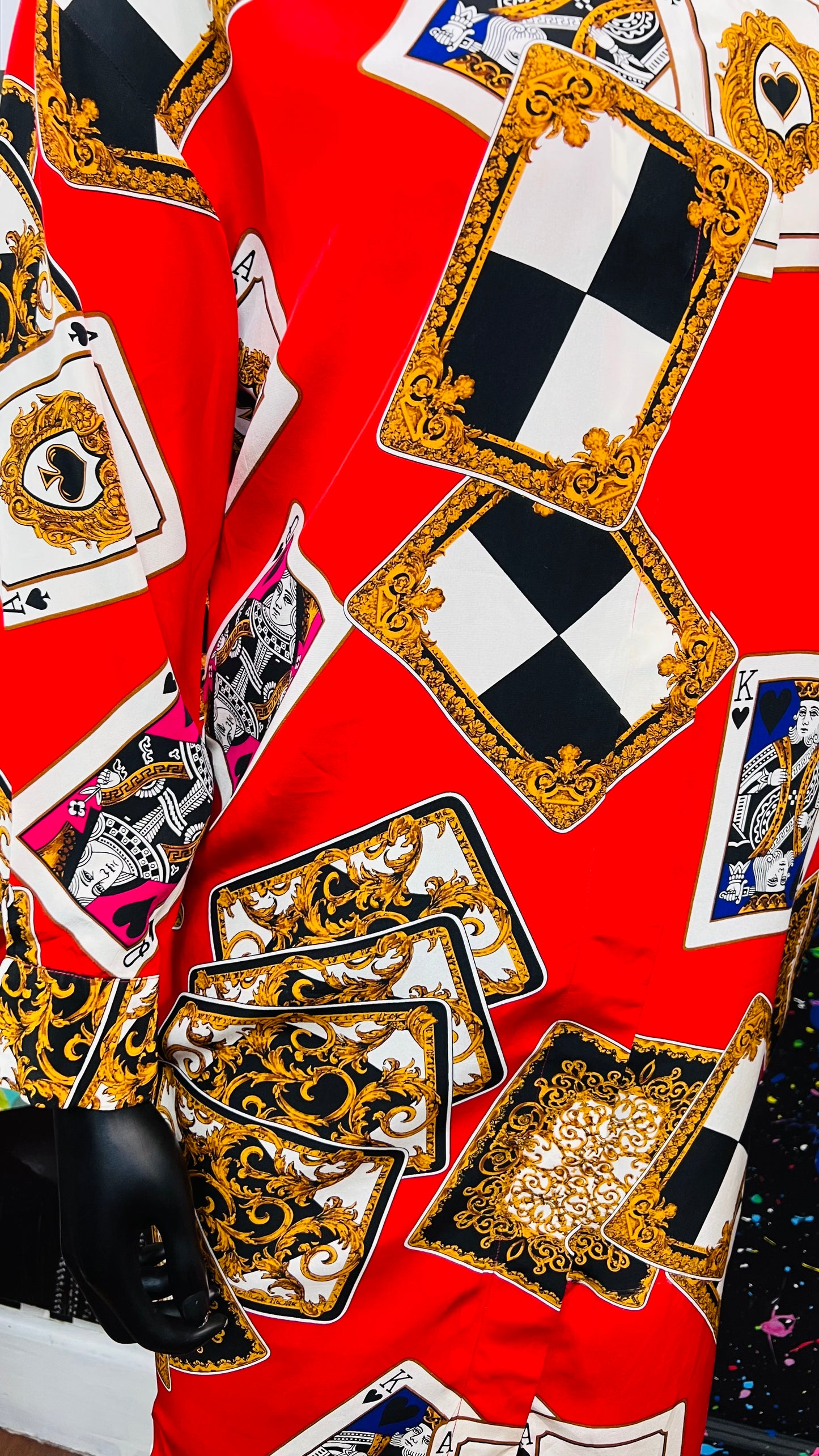 Vintage 100% Silk Ace Of Spades Dress (12) - Can fit up to some 16
