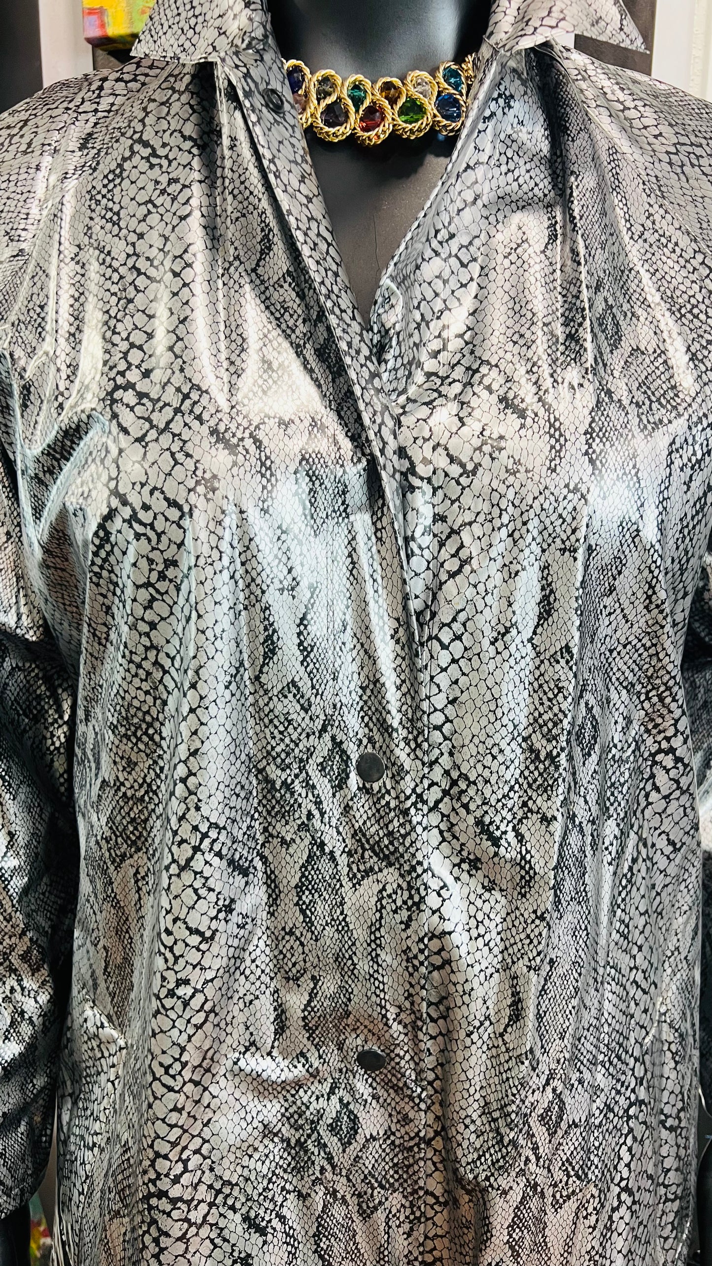 Vintage Trench Raincoat Faux Reptile Skin (16)