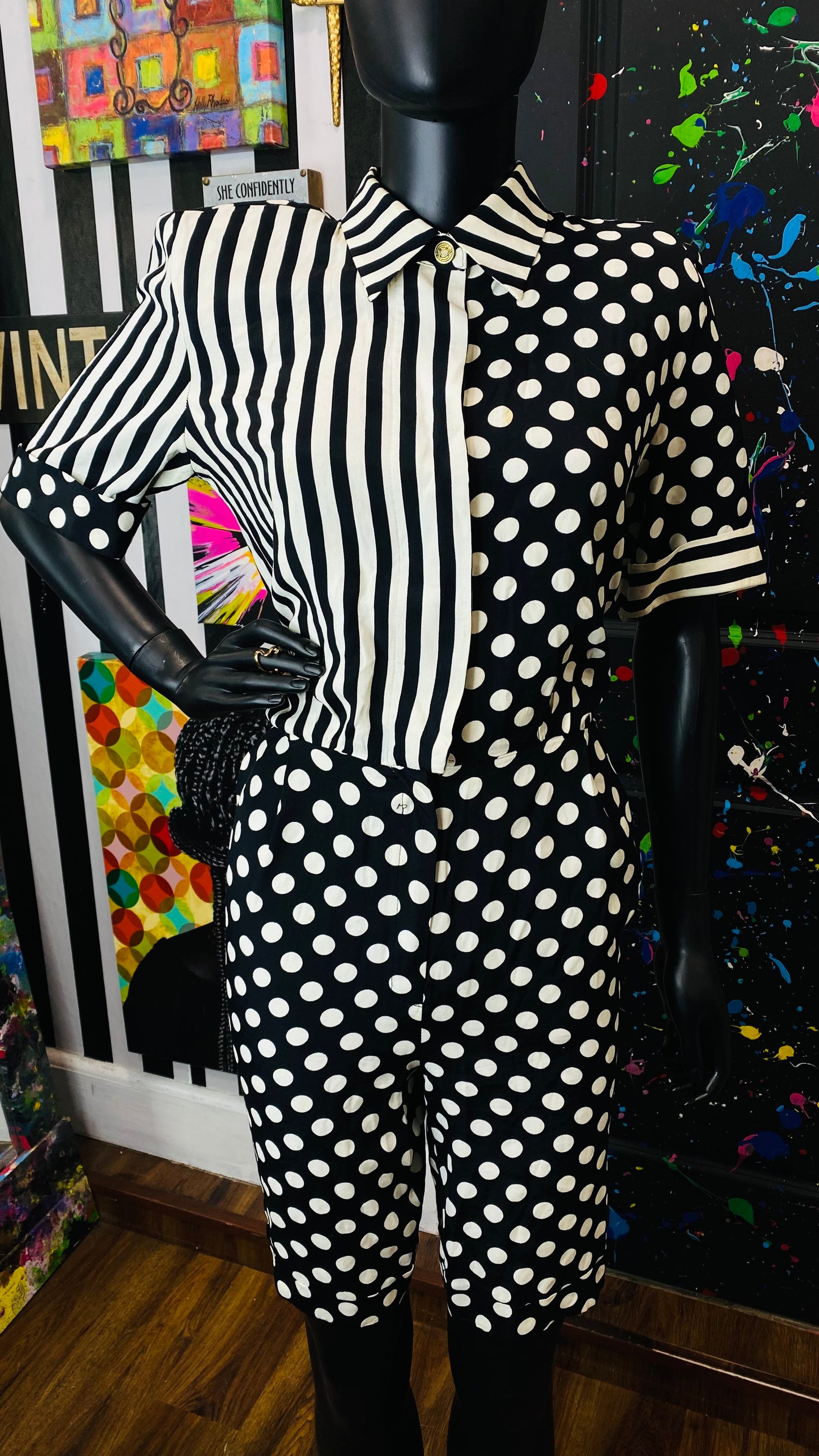 Vintage Black & White Romper (10/12)