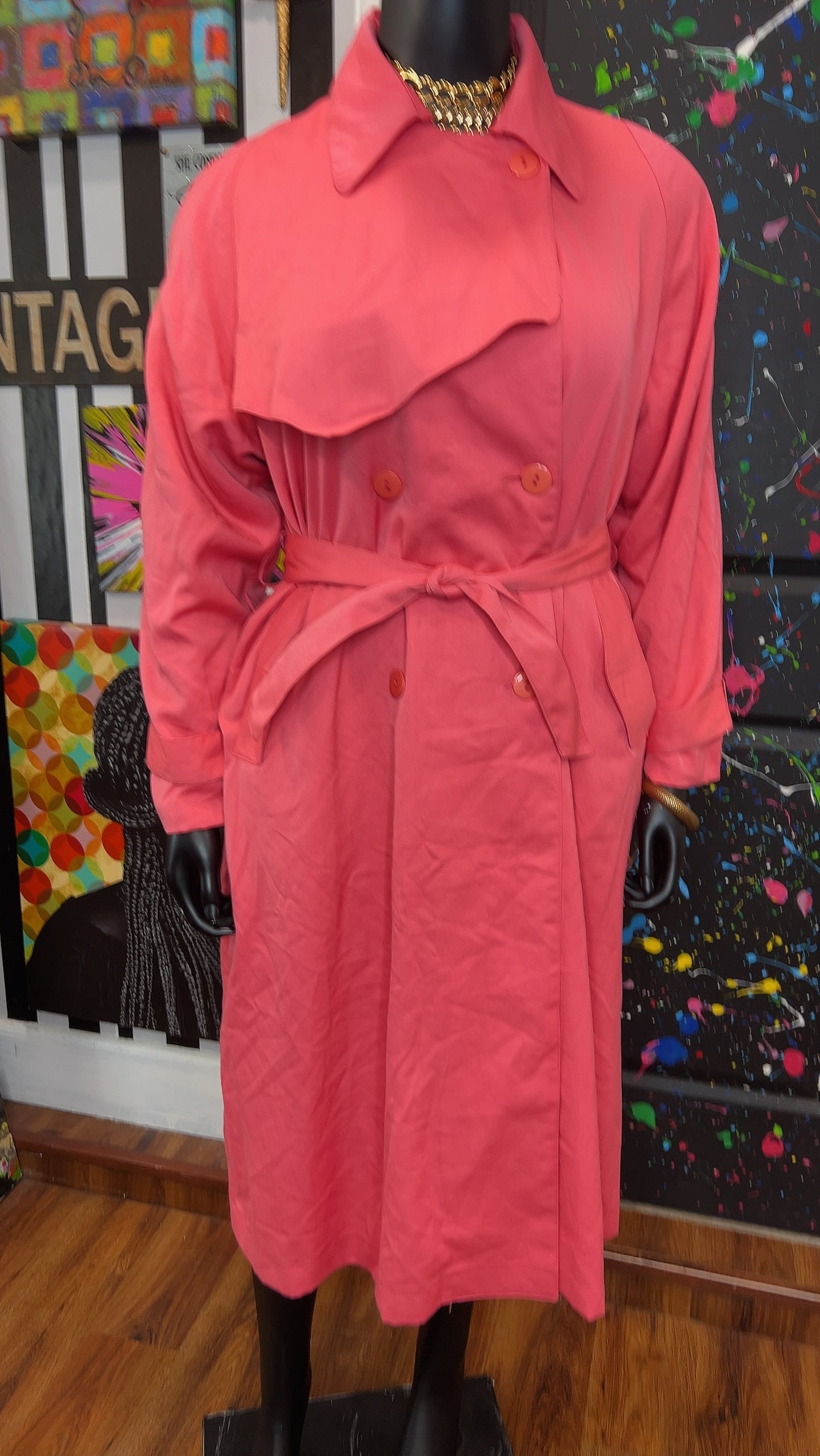 Vintage Deadstock Pink Trench Coat (14-18)