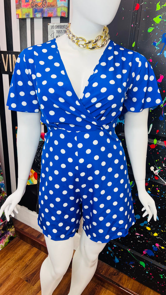 Blue & White Polka Dot Romper (18/20)