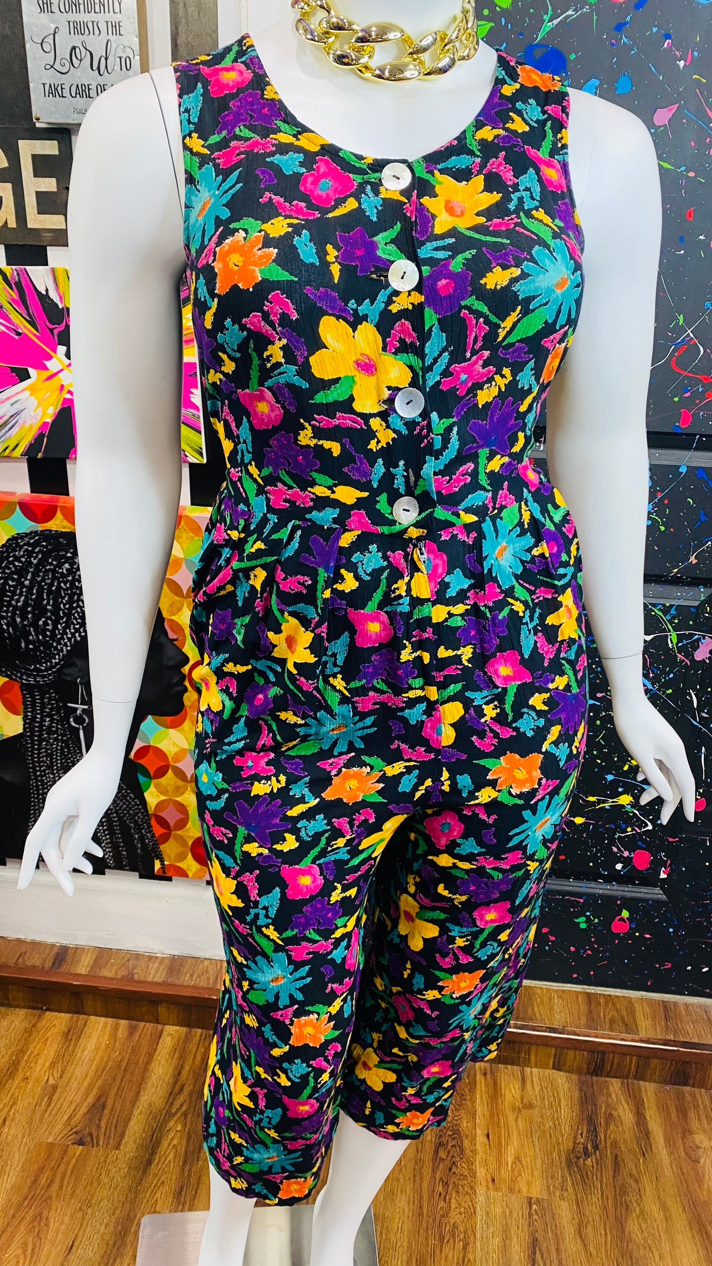 Vintage Floral Wide Leg Jumpsuit (12/14)