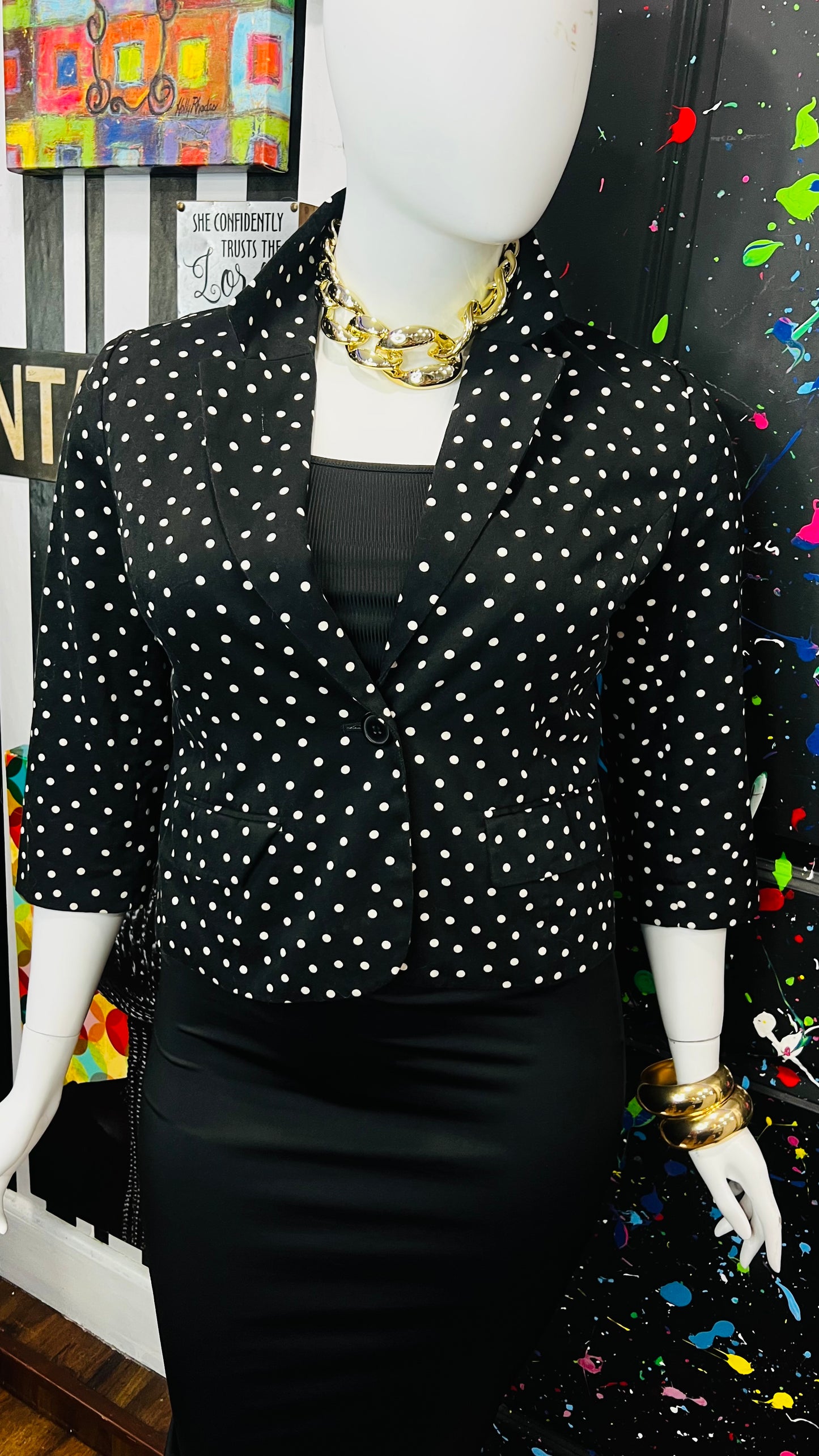 Vintage Cropped Polka Dot Blazer (18)