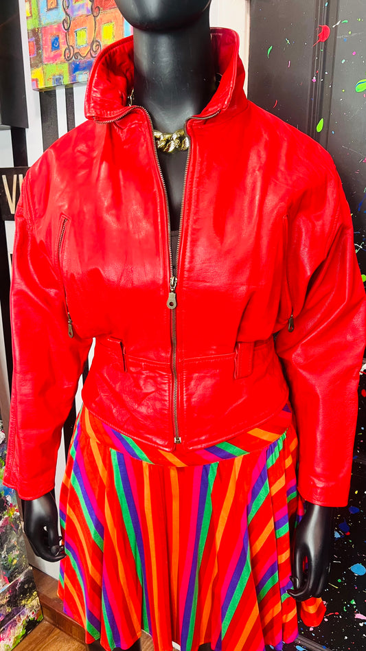 Vintage Genuine Leather Red Jacket (14)