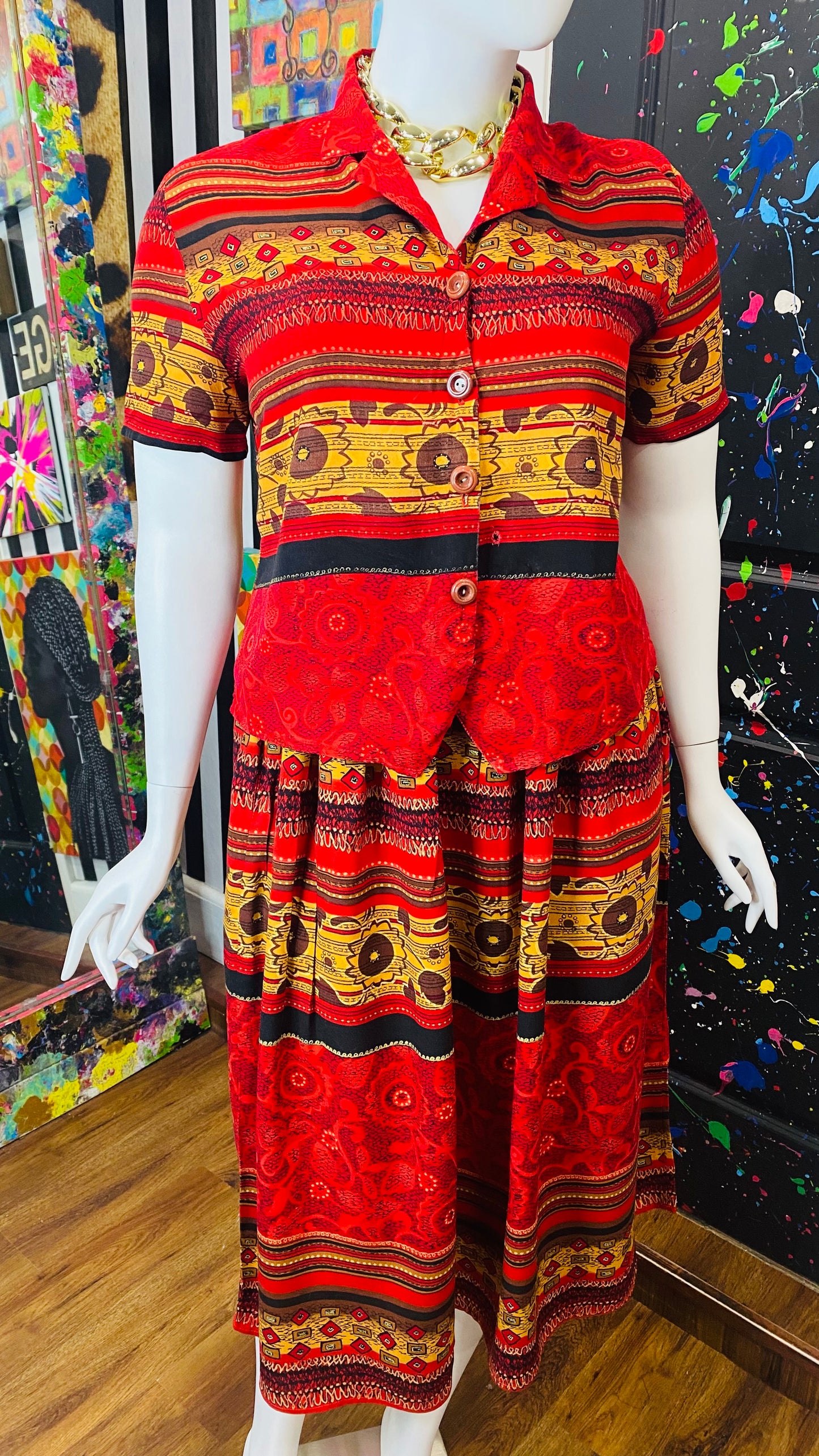 Vintage Tribal Print Skirt Set (14)