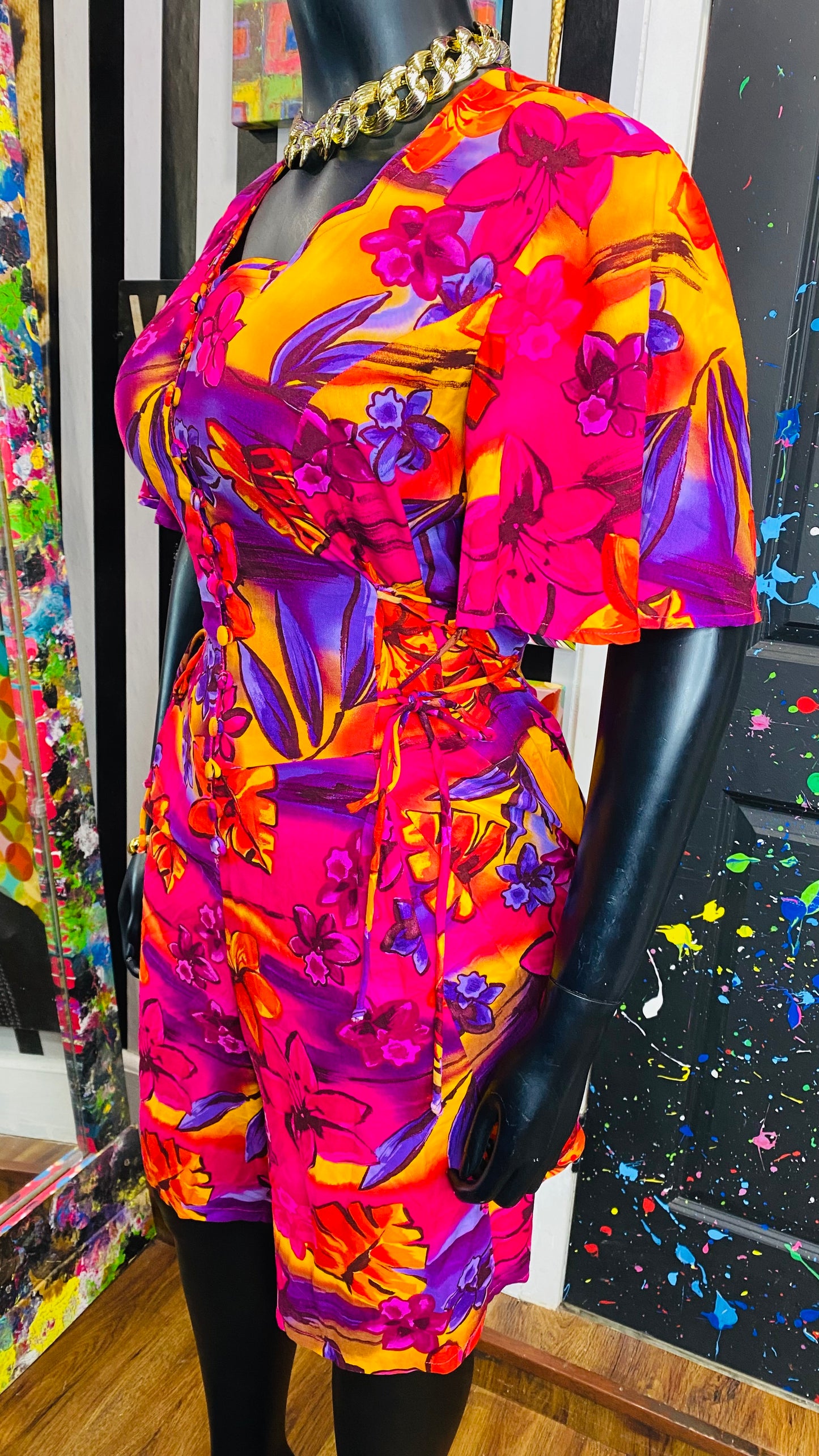 Vintage Rayon Floral Romper (18)