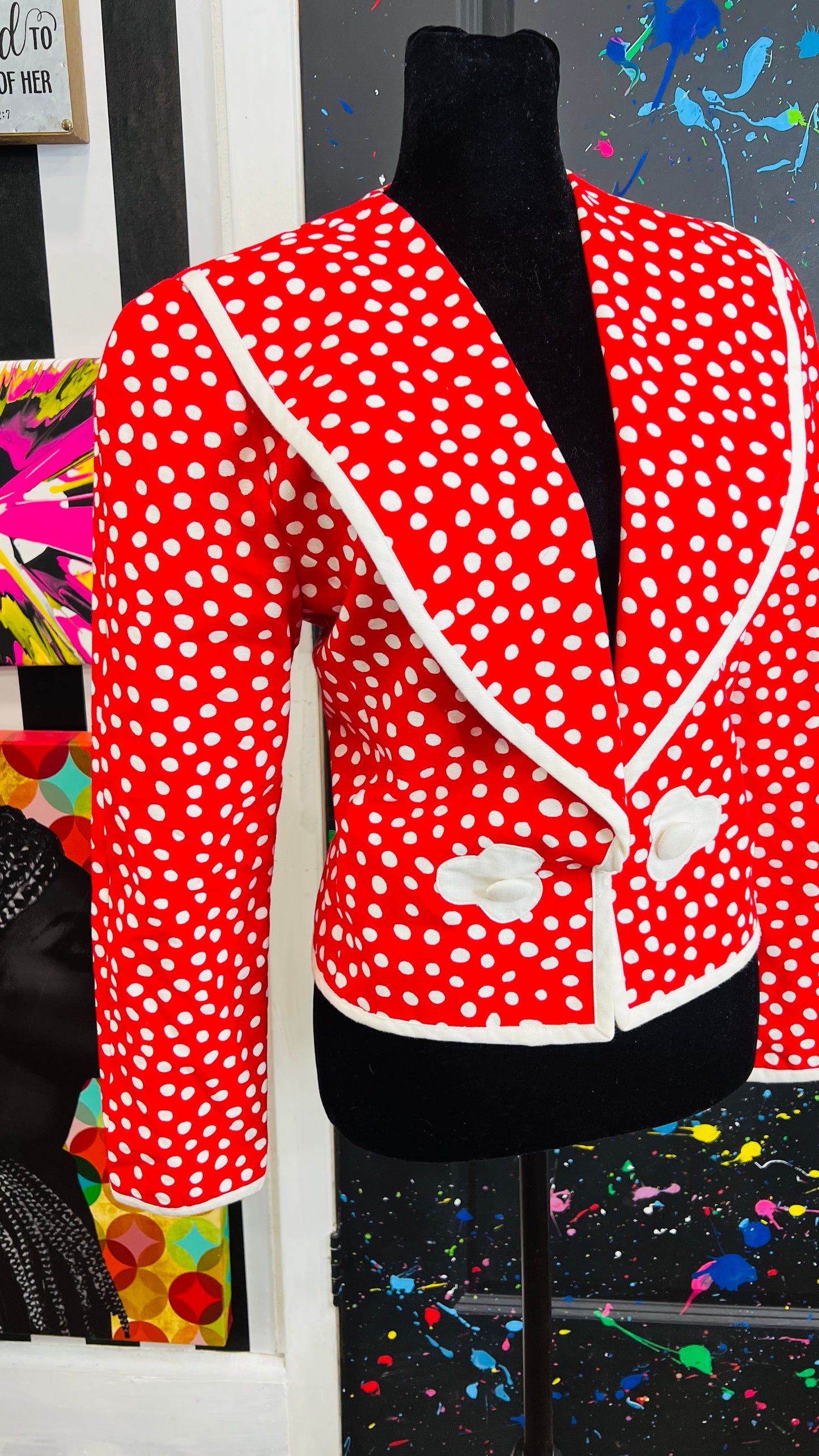 Vintage Cropped Polka Dot Blazer (14)