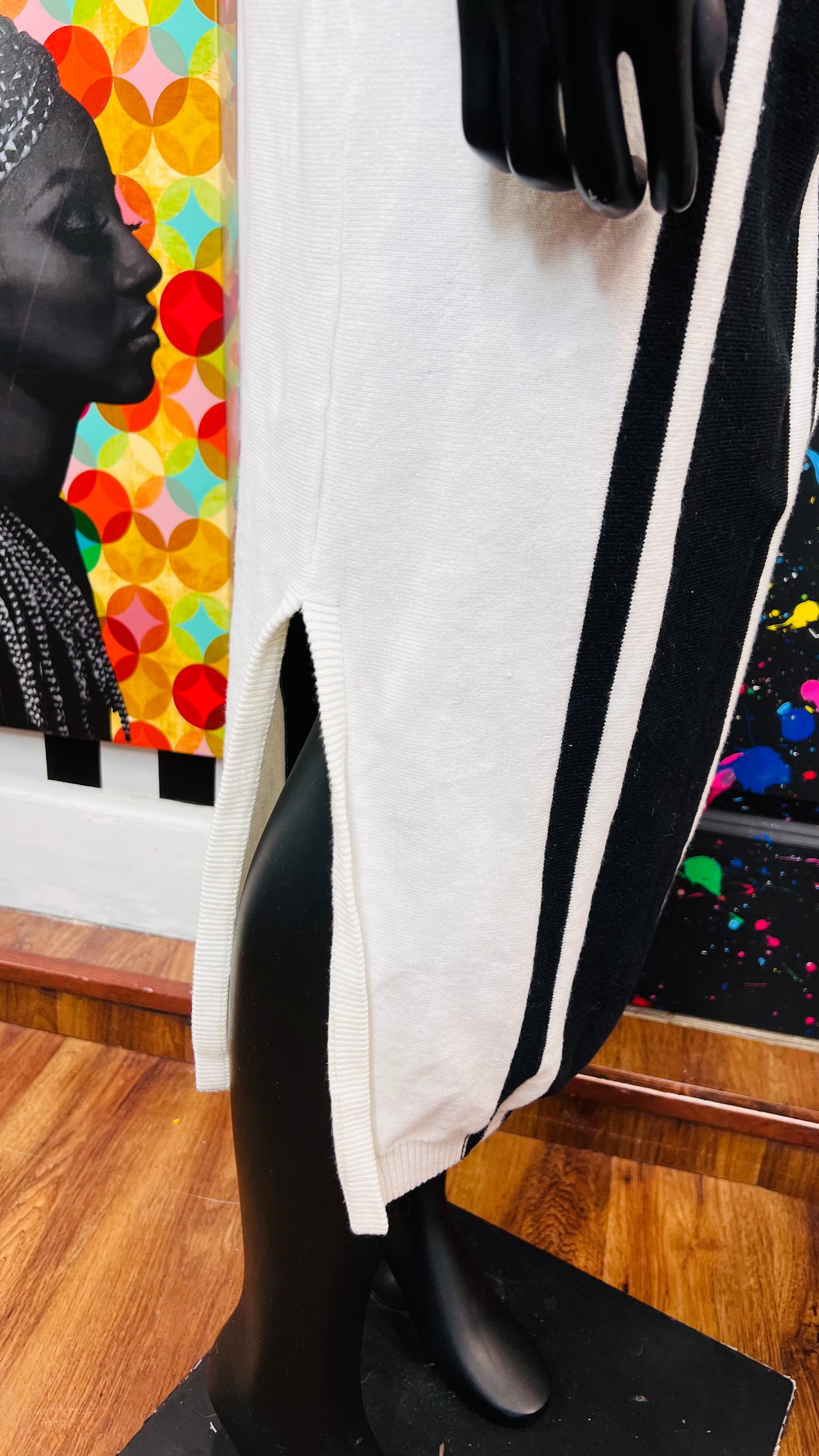 Black & White Striped Knit Dress (16/18)