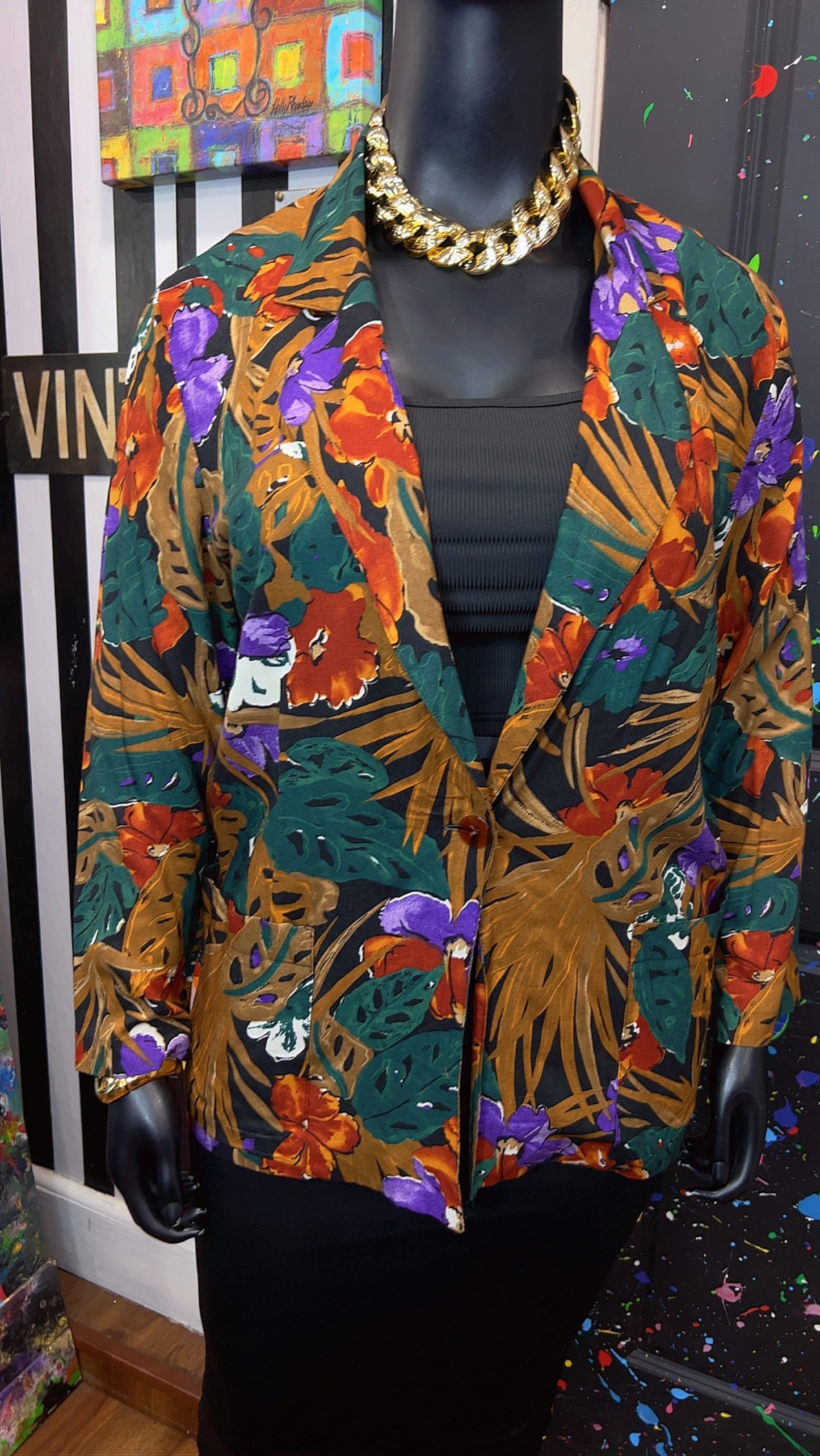 Vintage Rayon Floral Blazer (12)