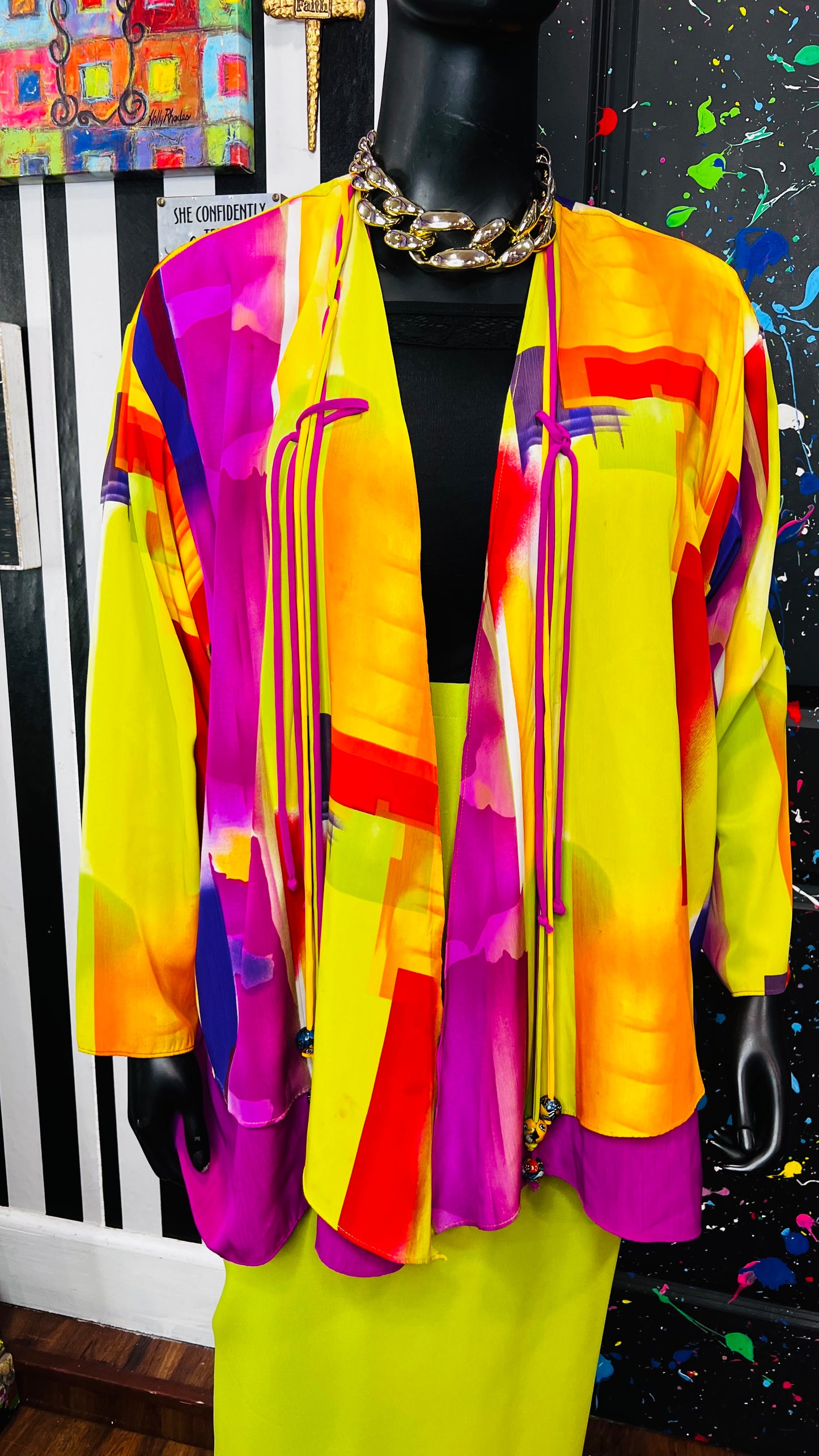 Vintage Open Abstract Duster (OS)