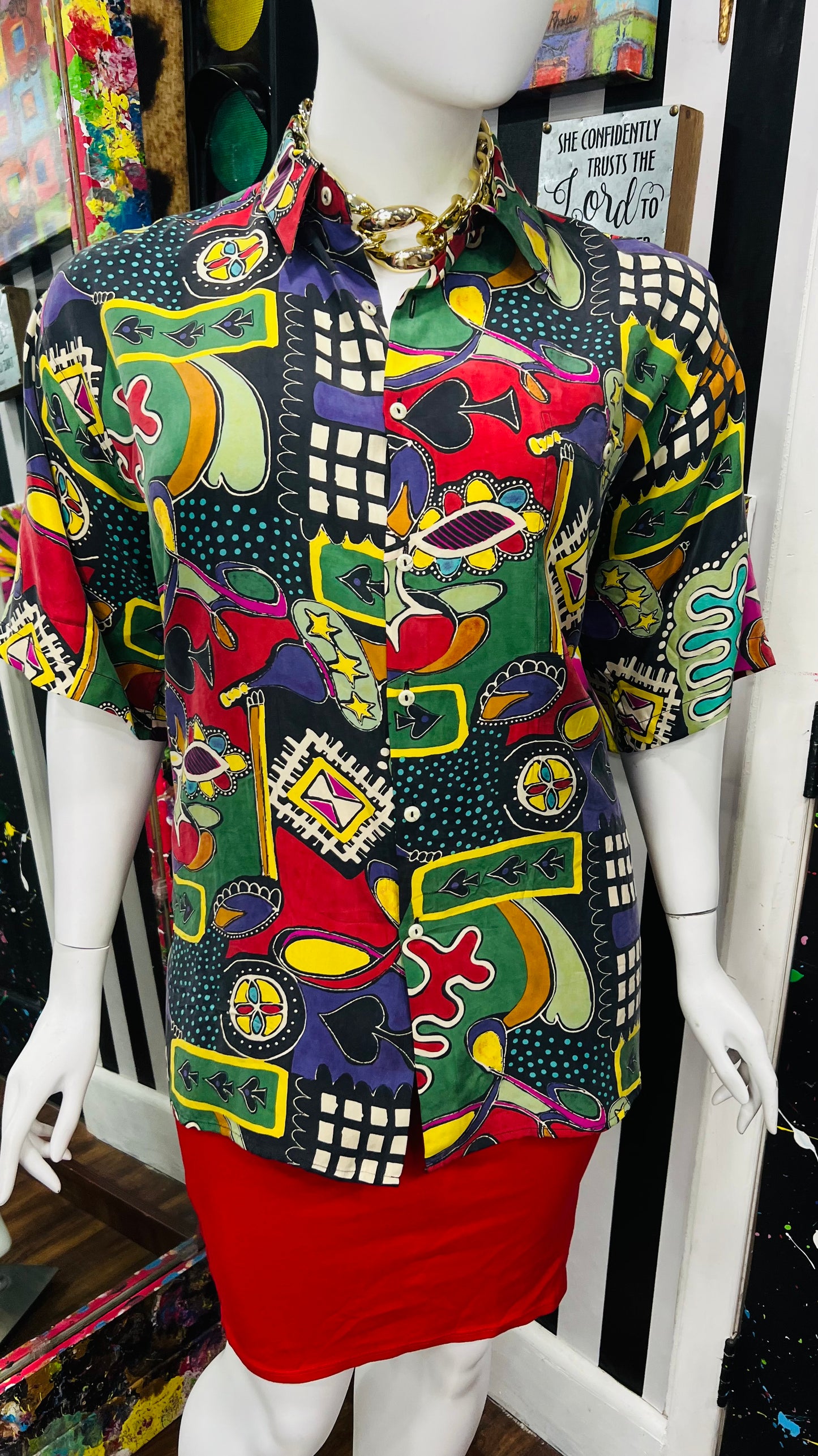 Vintage 100% Silk Funky Blouse (18)