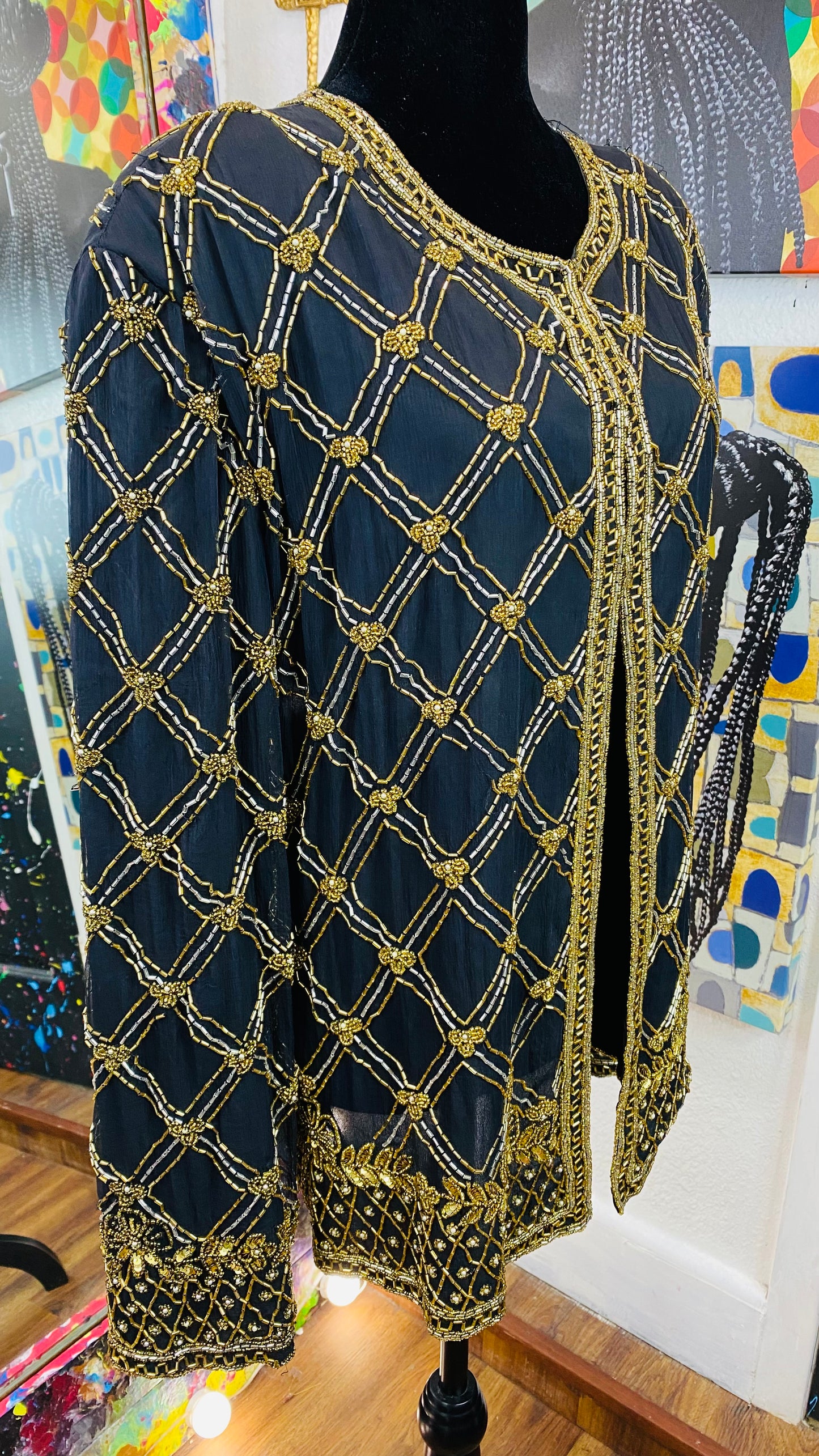 Vintage 100% Silk Sequins Blazer