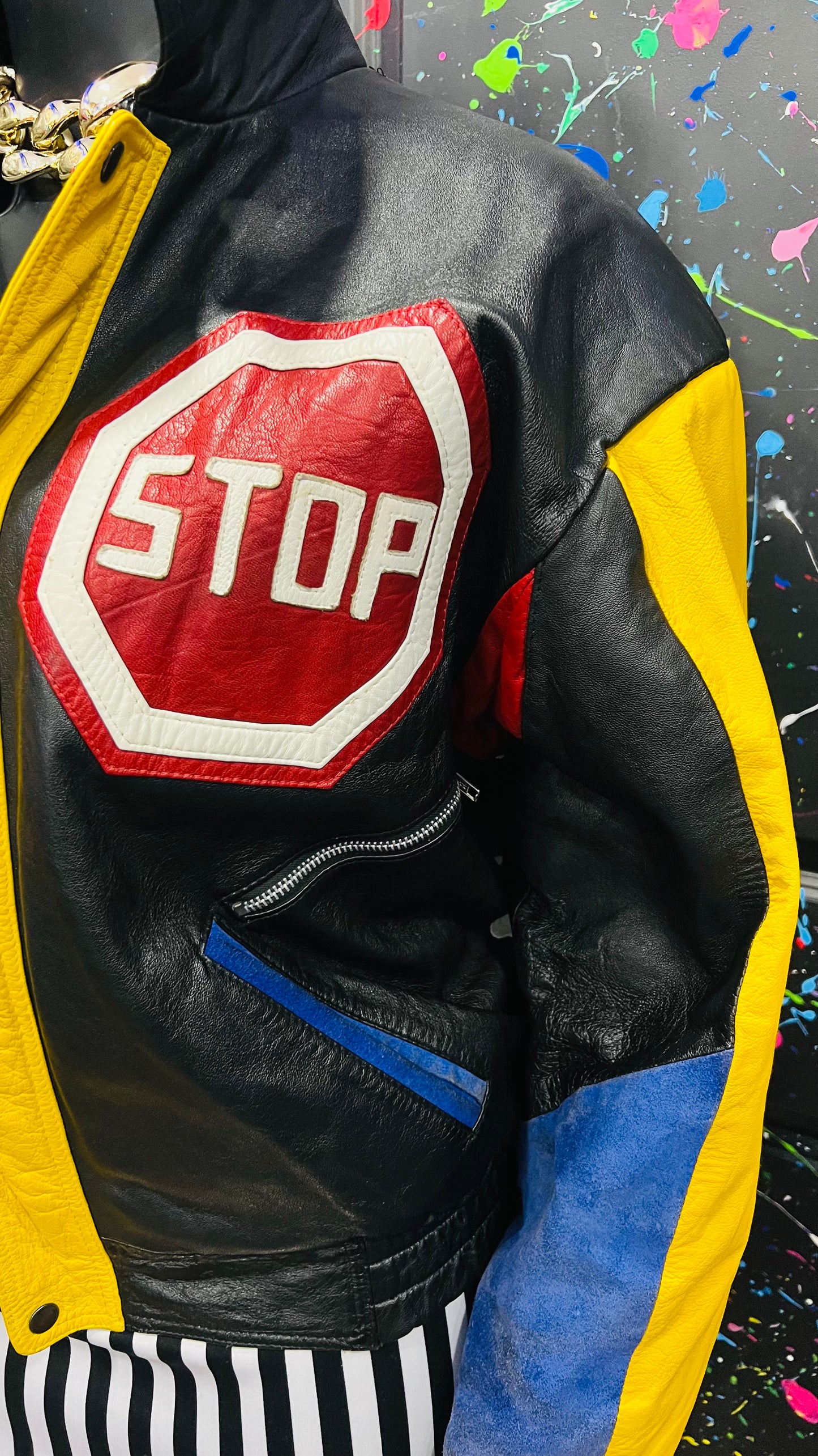 Vintage Genuine Leather & Suede Road Sign Jacket (22) *KC