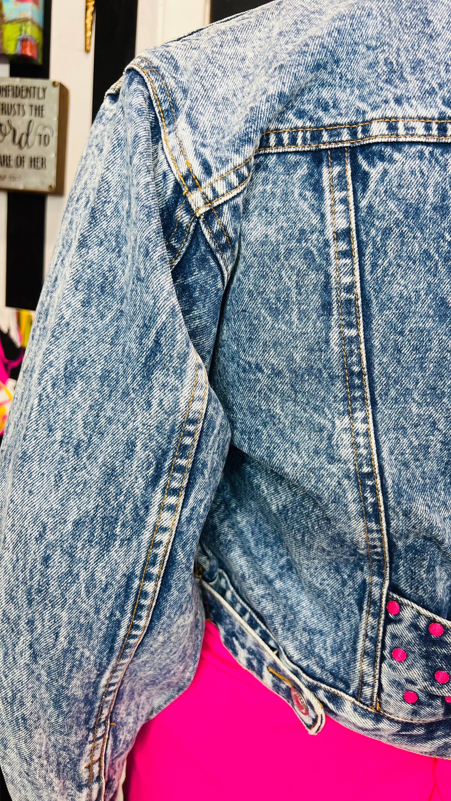 Vintage Polka Dot Bow Denim Jacket (12)