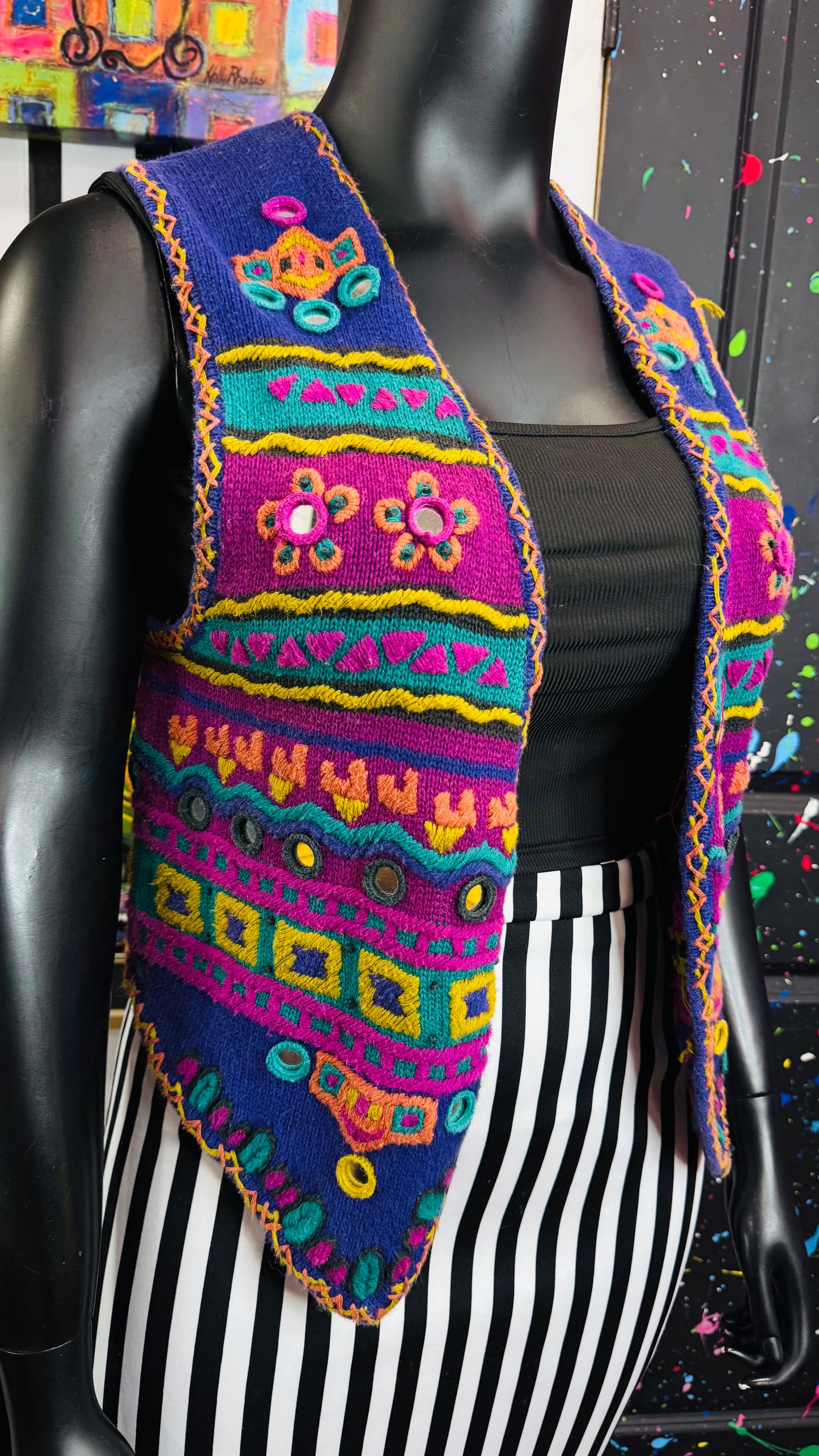 Vintage Knit Coogi Style Mirrored Vest (OS)
